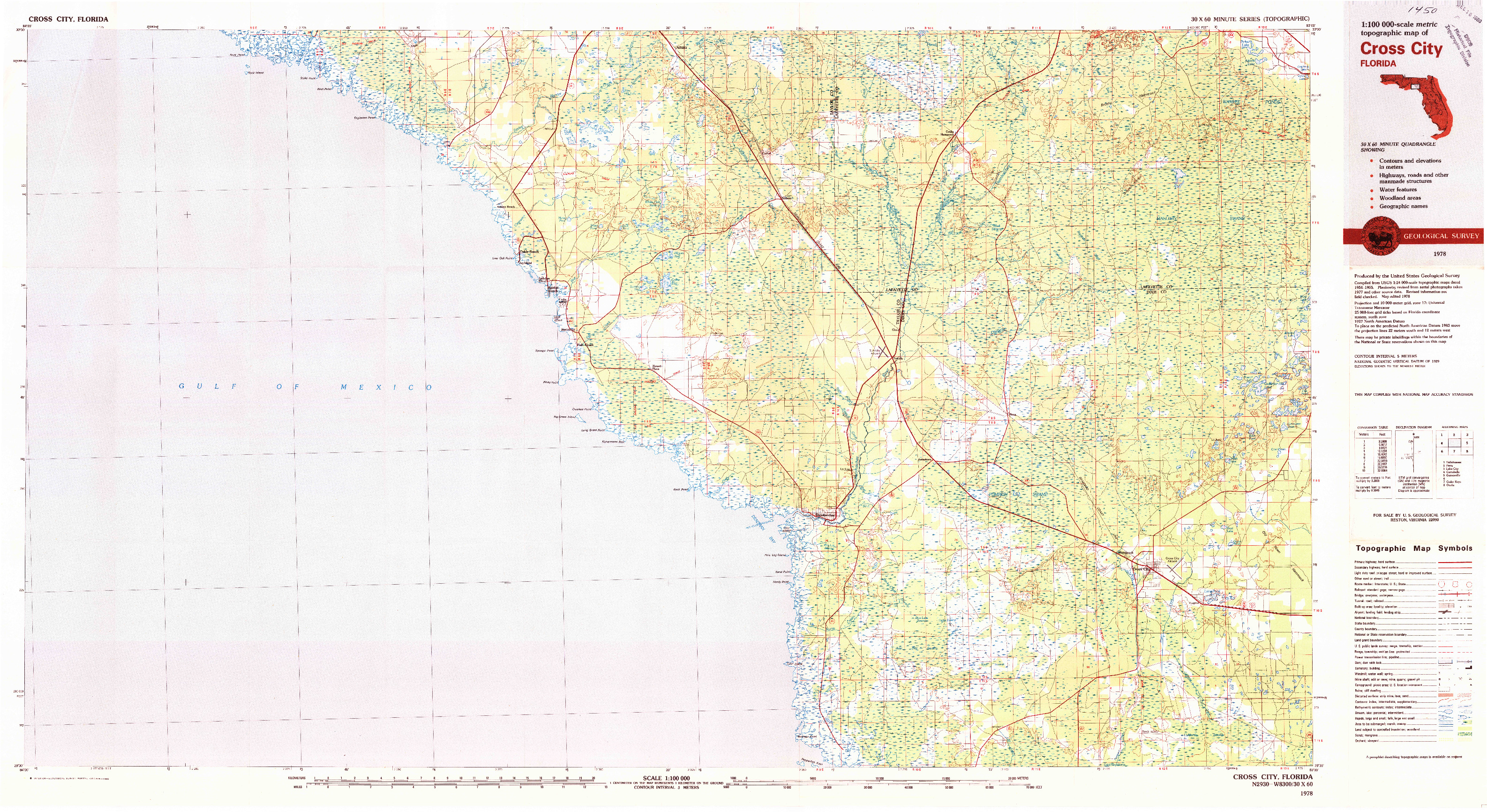 USGS 1:100000-SCALE QUADRANGLE FOR CROSS CITY, FL 1978