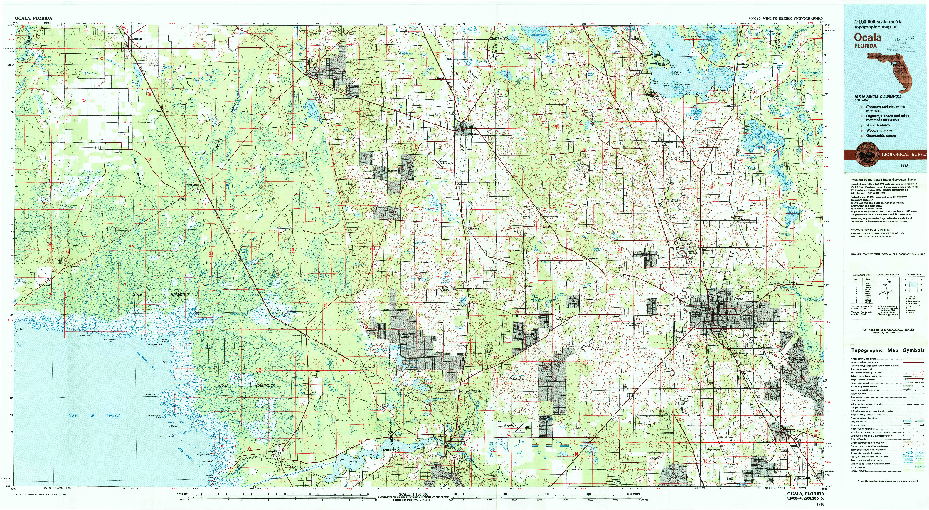 USGS 1:100000-SCALE QUADRANGLE FOR OCALA, FL 1978