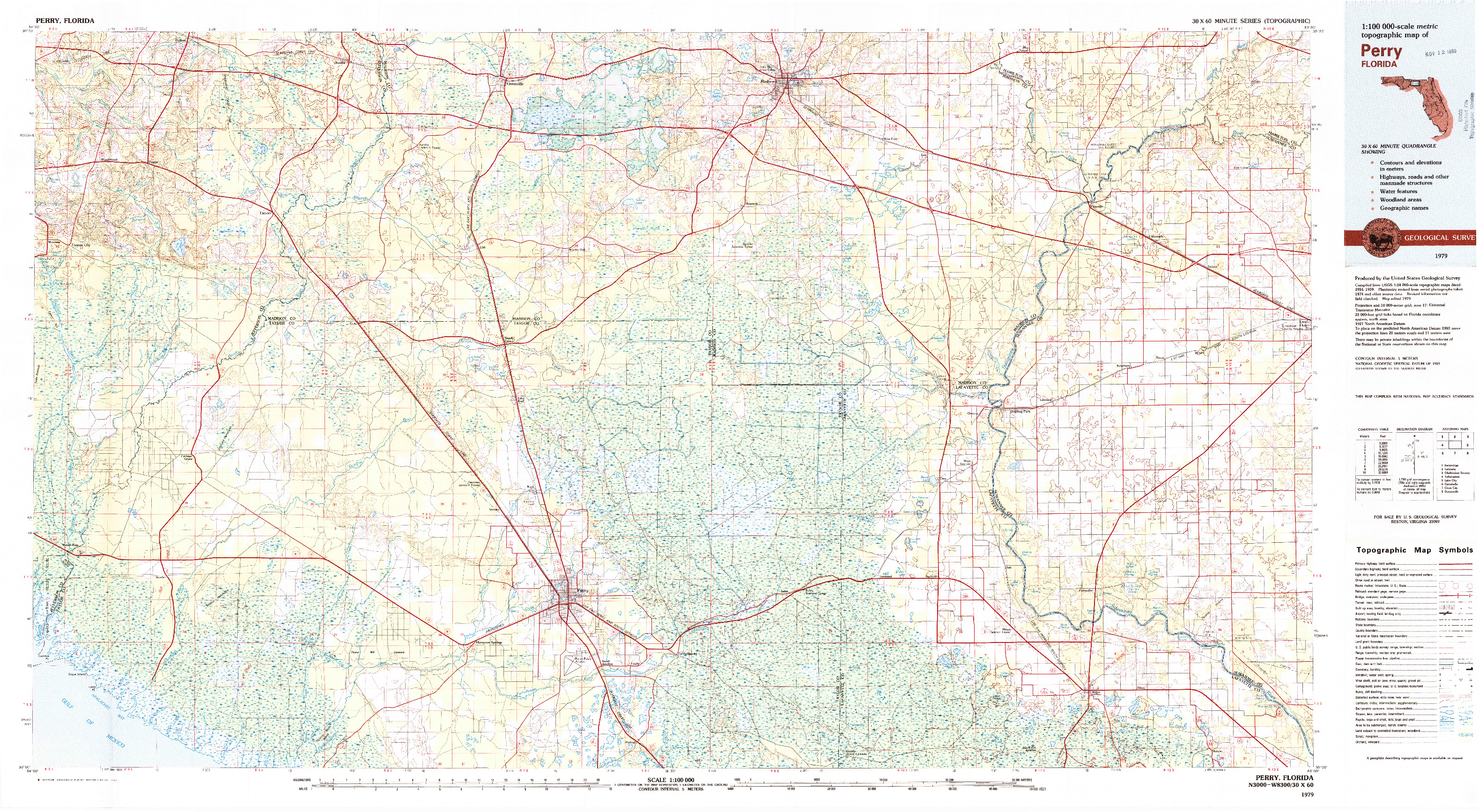 USGS 1:100000-SCALE QUADRANGLE FOR PERRY, FL 1979