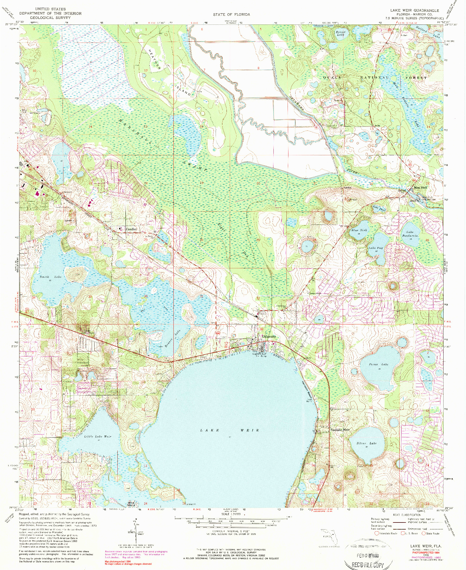 USGS 1:24000-SCALE QUADRANGLE FOR LAKE WEIR, FL 1970