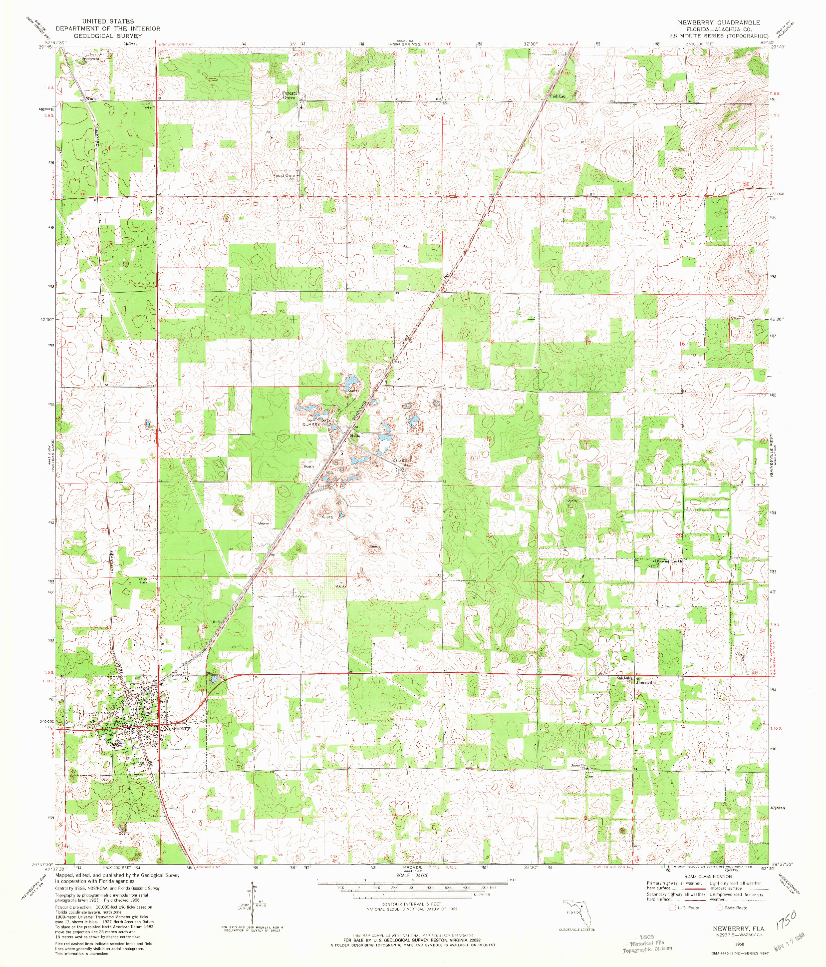 USGS 1:24000-SCALE QUADRANGLE FOR NEWBERRY, FL 1968