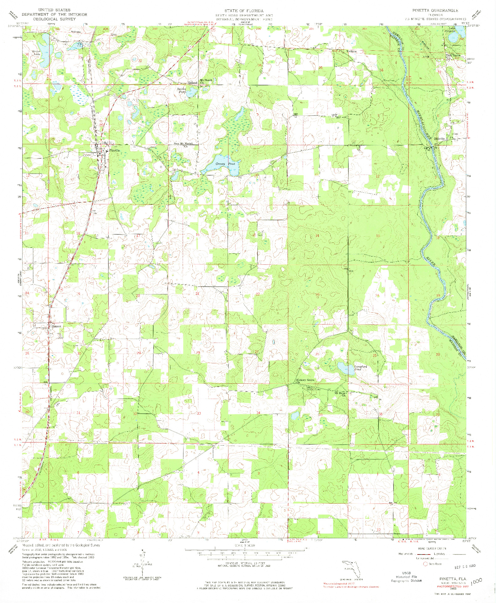 USGS 1:24000-SCALE QUADRANGLE FOR PINETTA, FL 1960