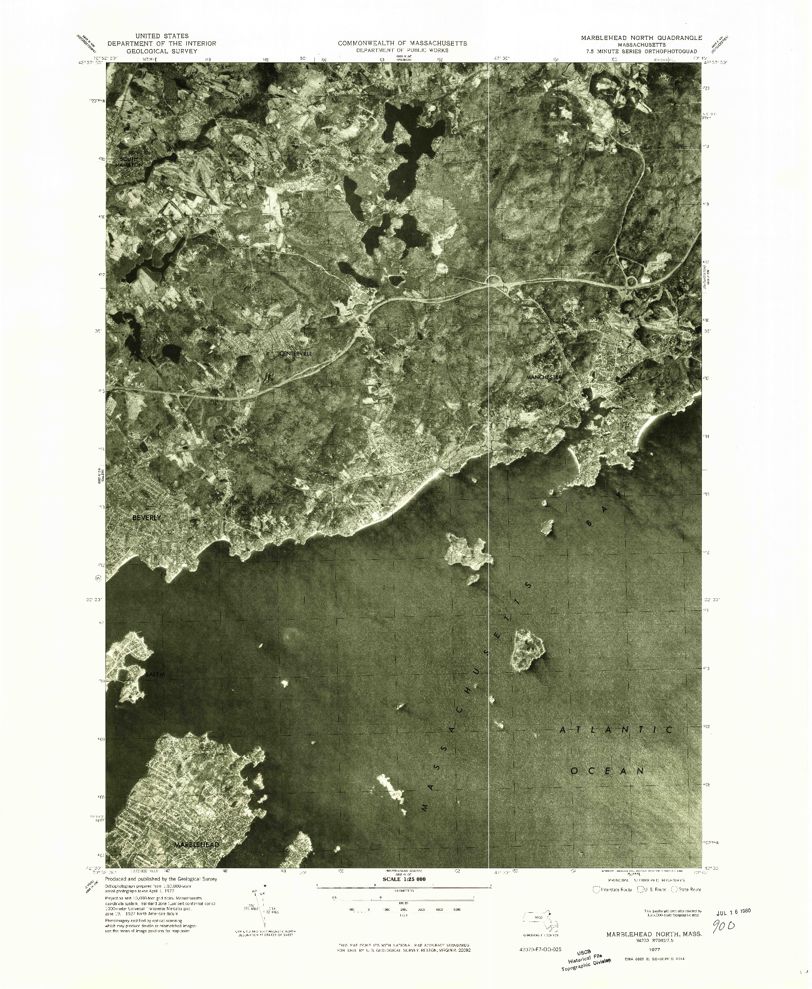 USGS 1:25000-SCALE QUADRANGLE FOR MARBLEHEAD NORTH, MA 1977