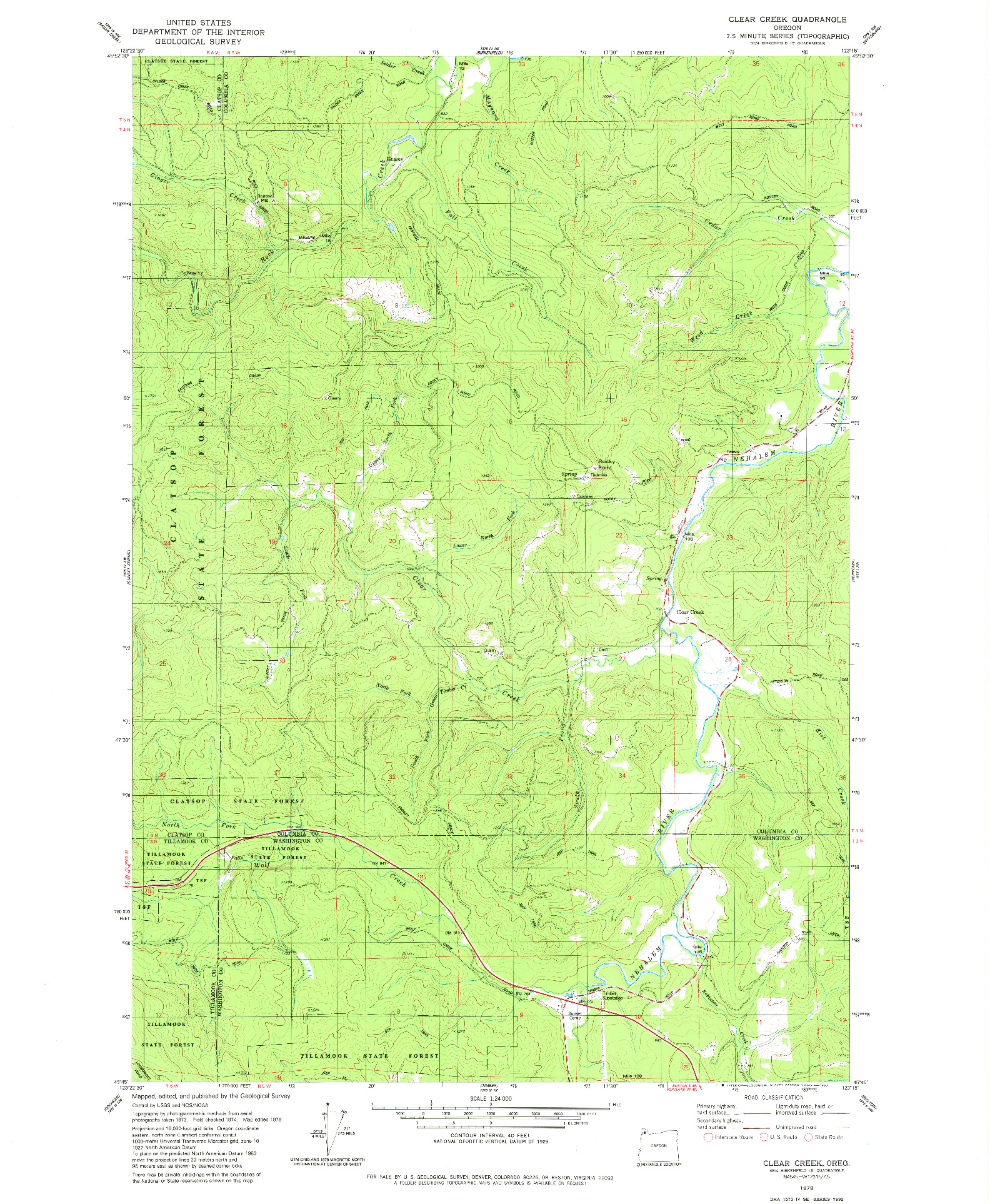 USGS 1:24000-SCALE QUADRANGLE FOR CLEAR CREEK, OR 1979
