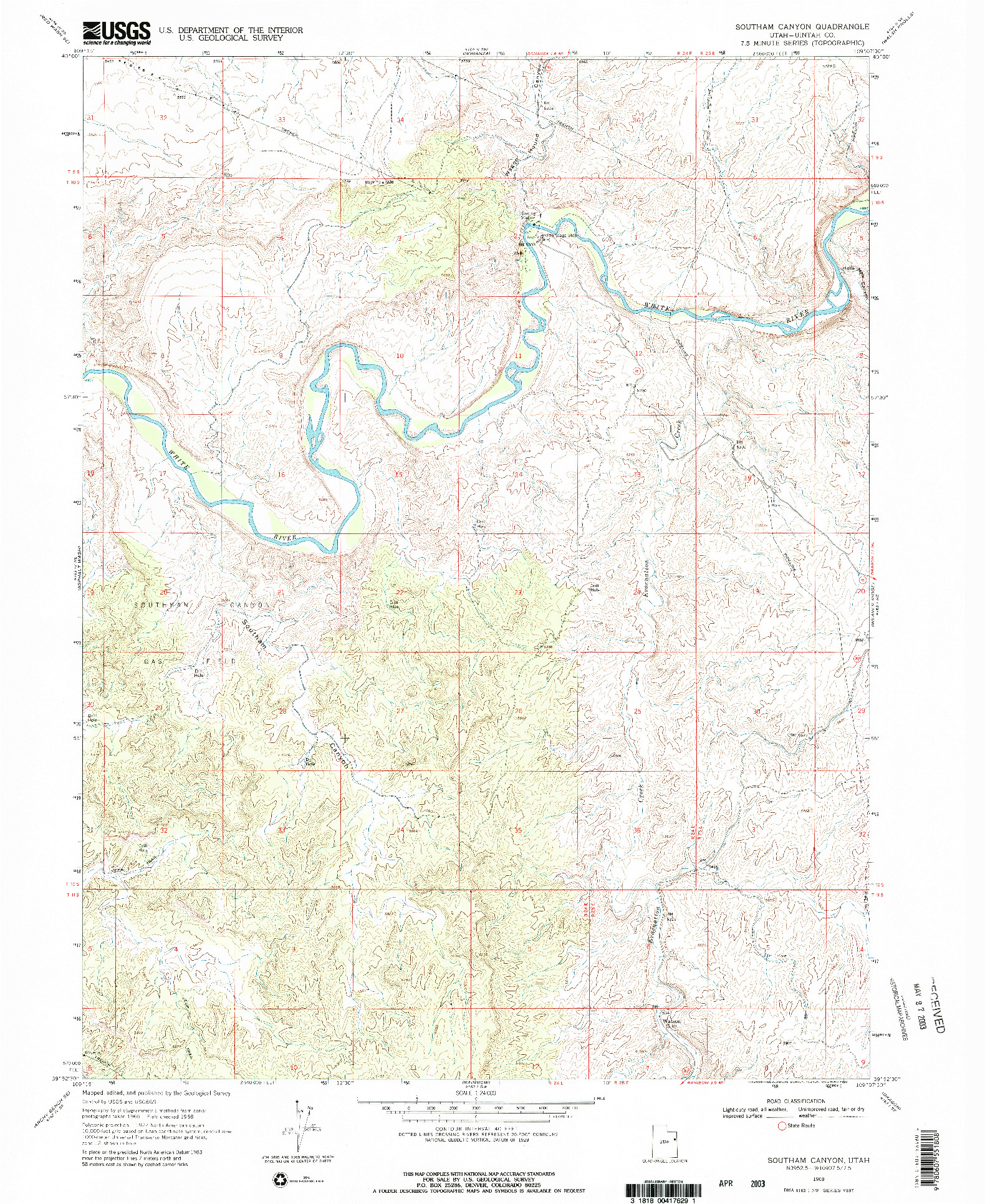 USGS 1:24000-SCALE QUADRANGLE FOR SOUTHAM CANYON, UT 1968