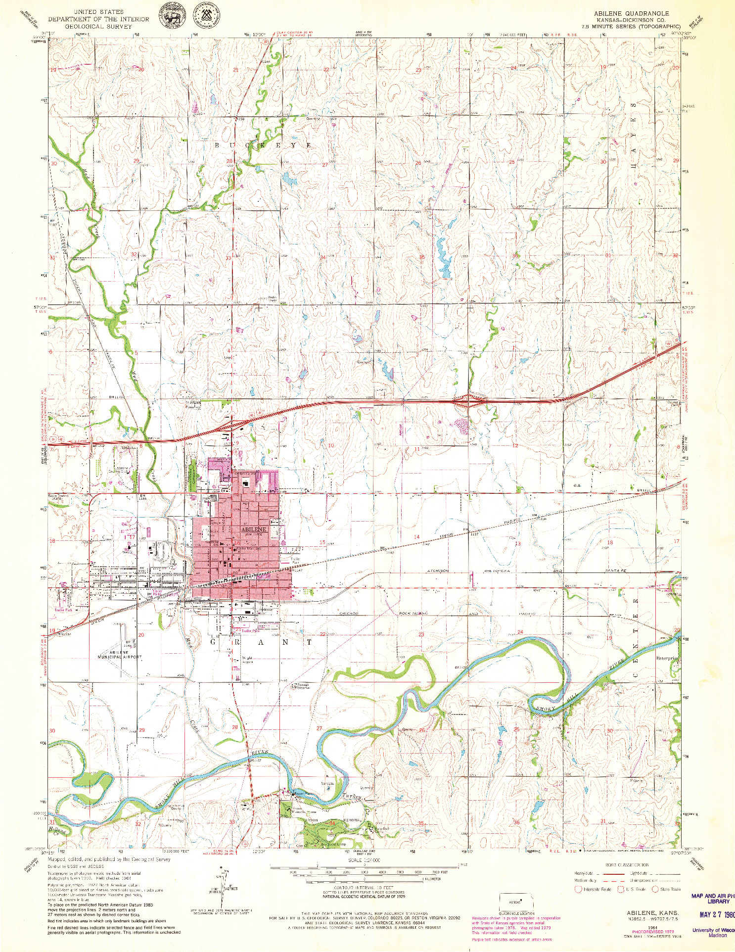 USGS 1:24000-SCALE QUADRANGLE FOR ABILENE, KS 1964