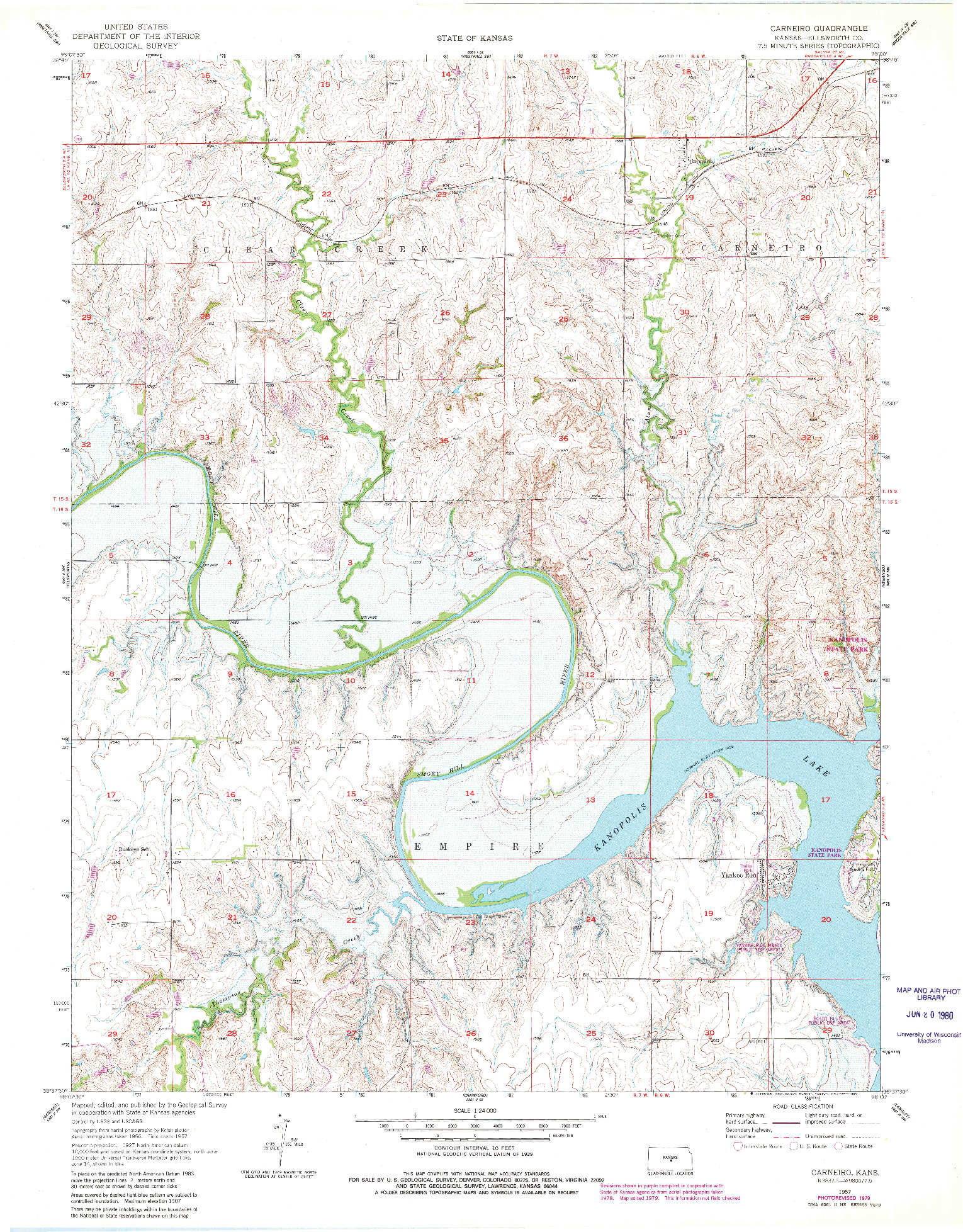 USGS 1:24000-SCALE QUADRANGLE FOR CARNEIRO, KS 1957