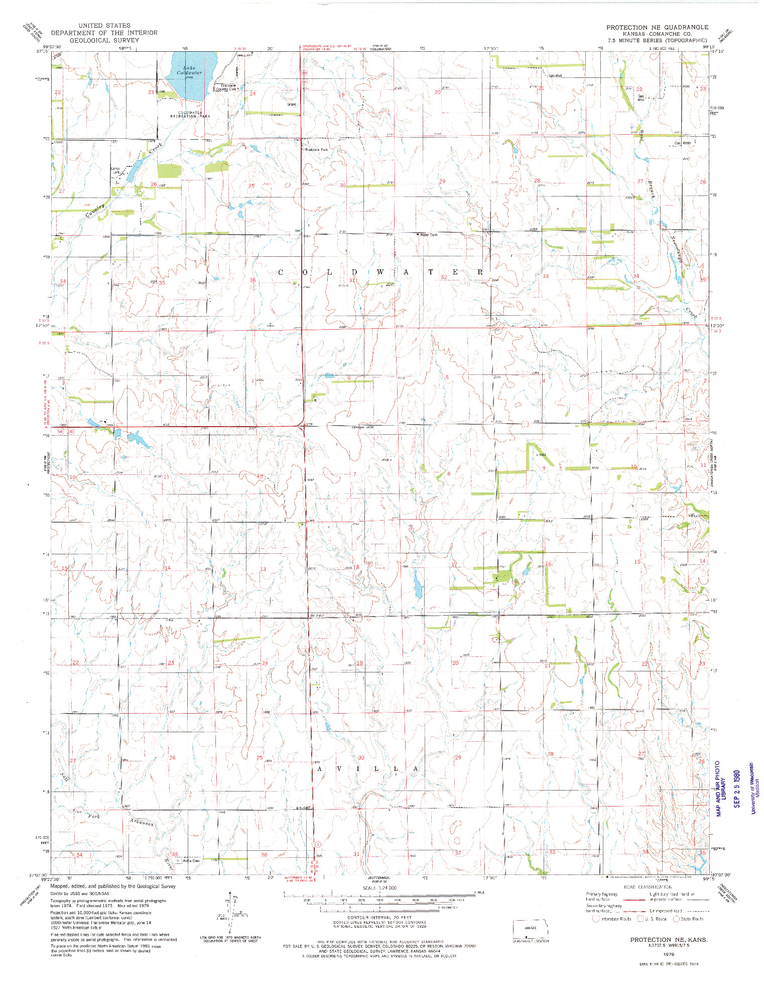 USGS 1:24000-SCALE QUADRANGLE FOR PROTECTION NE, KS 1979