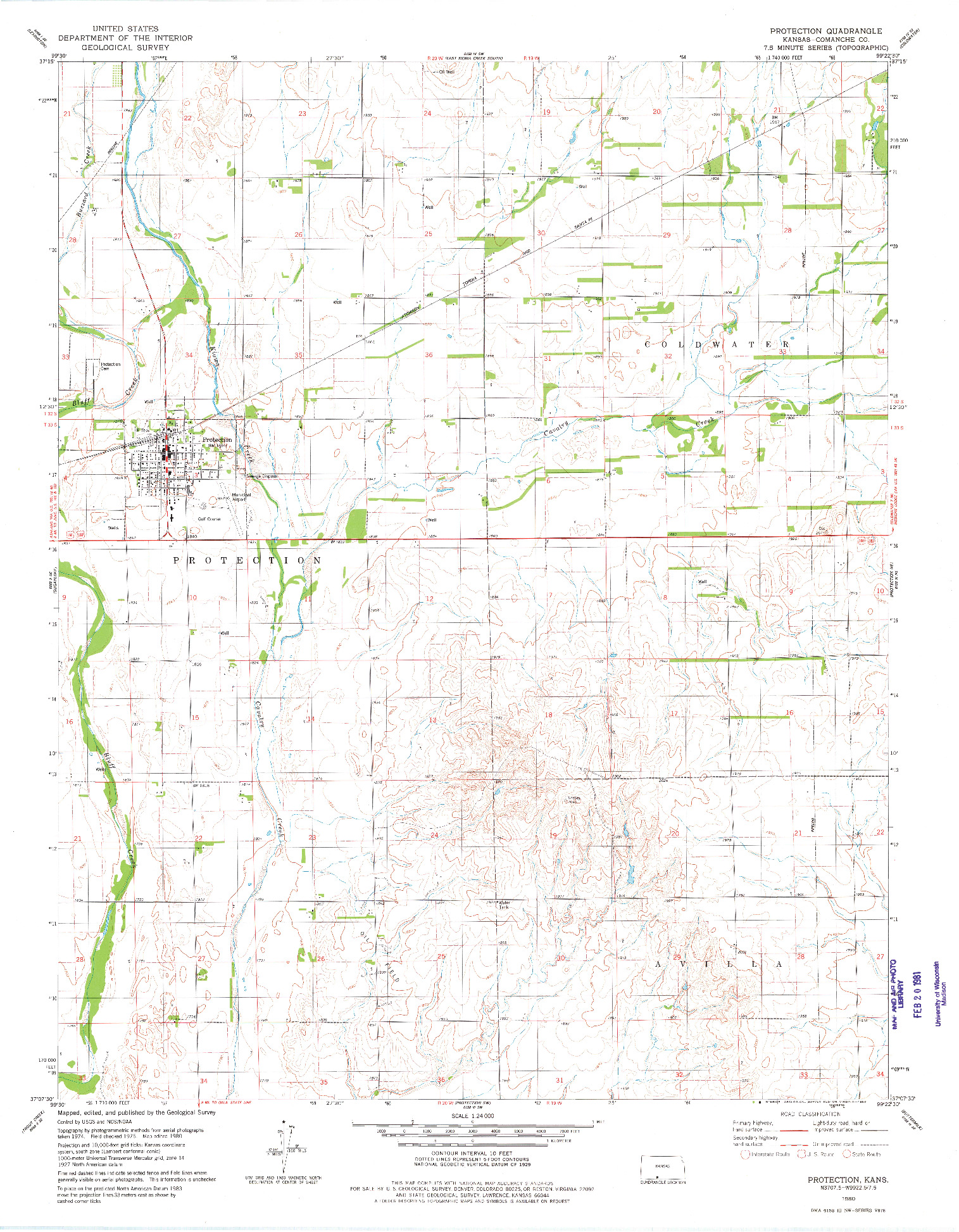 USGS 1:24000-SCALE QUADRANGLE FOR PROTECTION, KS 1980