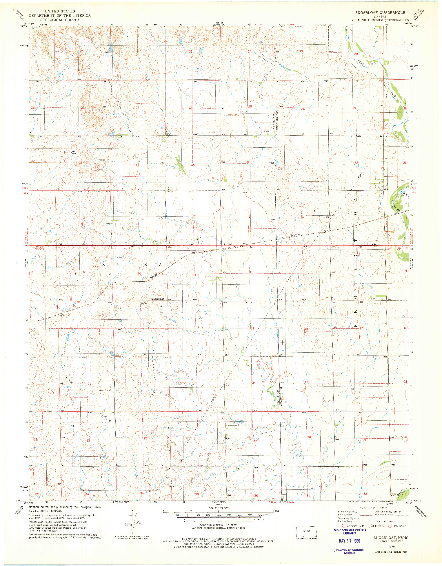 USGS 1:24000-SCALE QUADRANGLE FOR SUGARLOAF, KS 1979