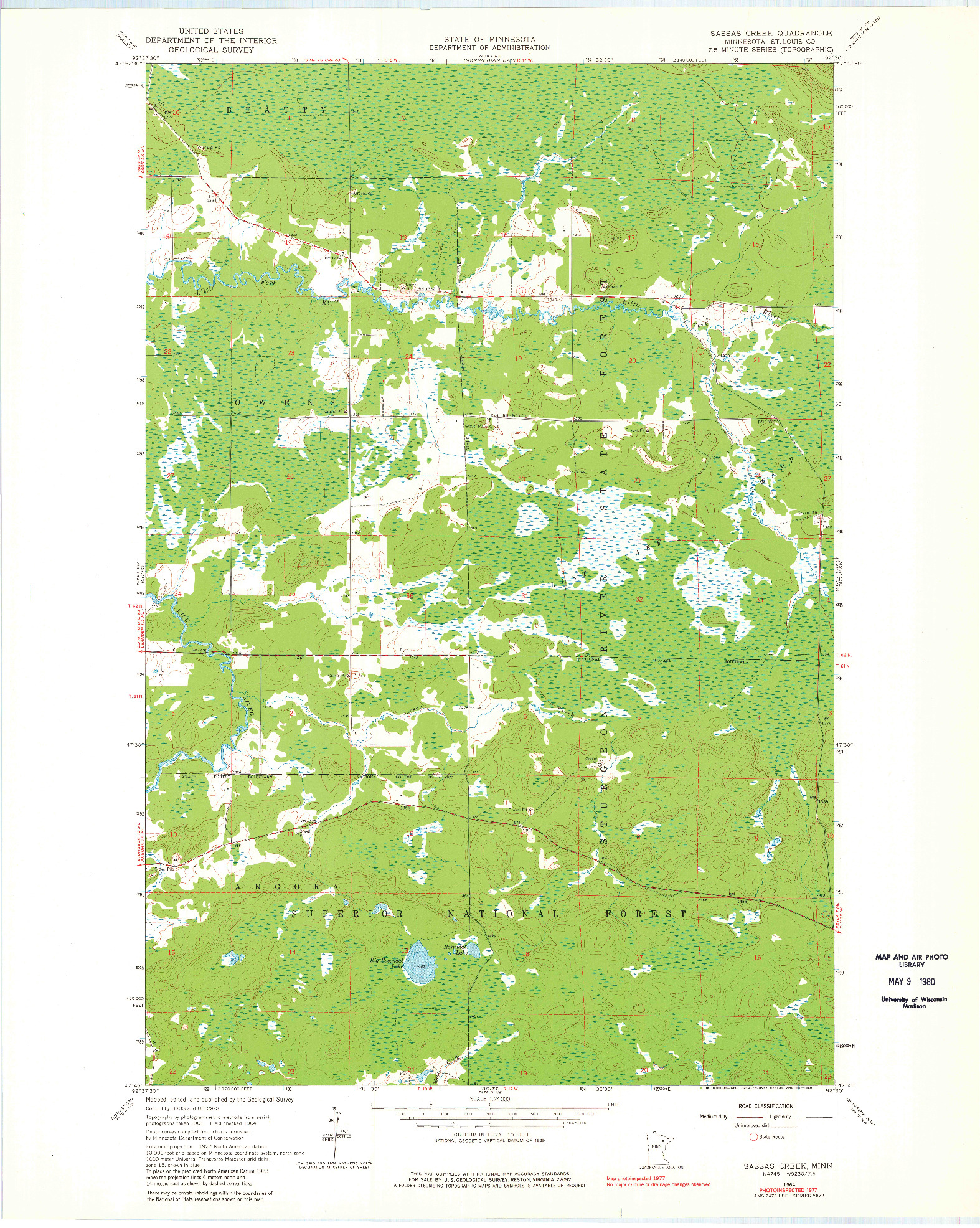 USGS 1:24000-SCALE QUADRANGLE FOR SASSAS CREEK, MN 1964
