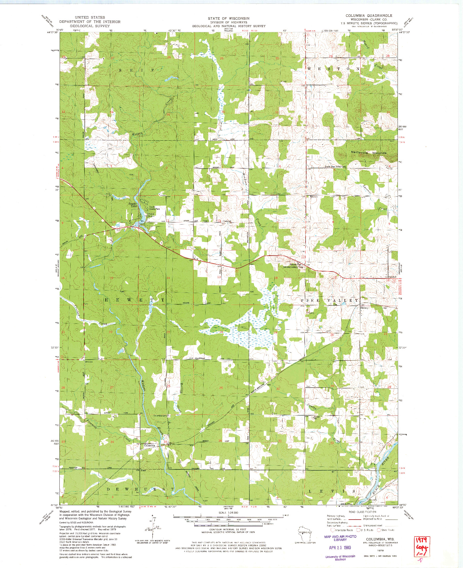 USGS 1:24000-SCALE QUADRANGLE FOR COLUMBIA, WI 1979