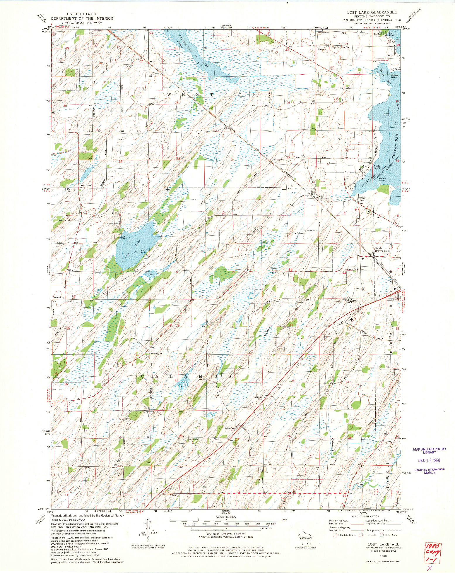 USGS 1:24000-SCALE QUADRANGLE FOR LOST LAKE, WI 1980
