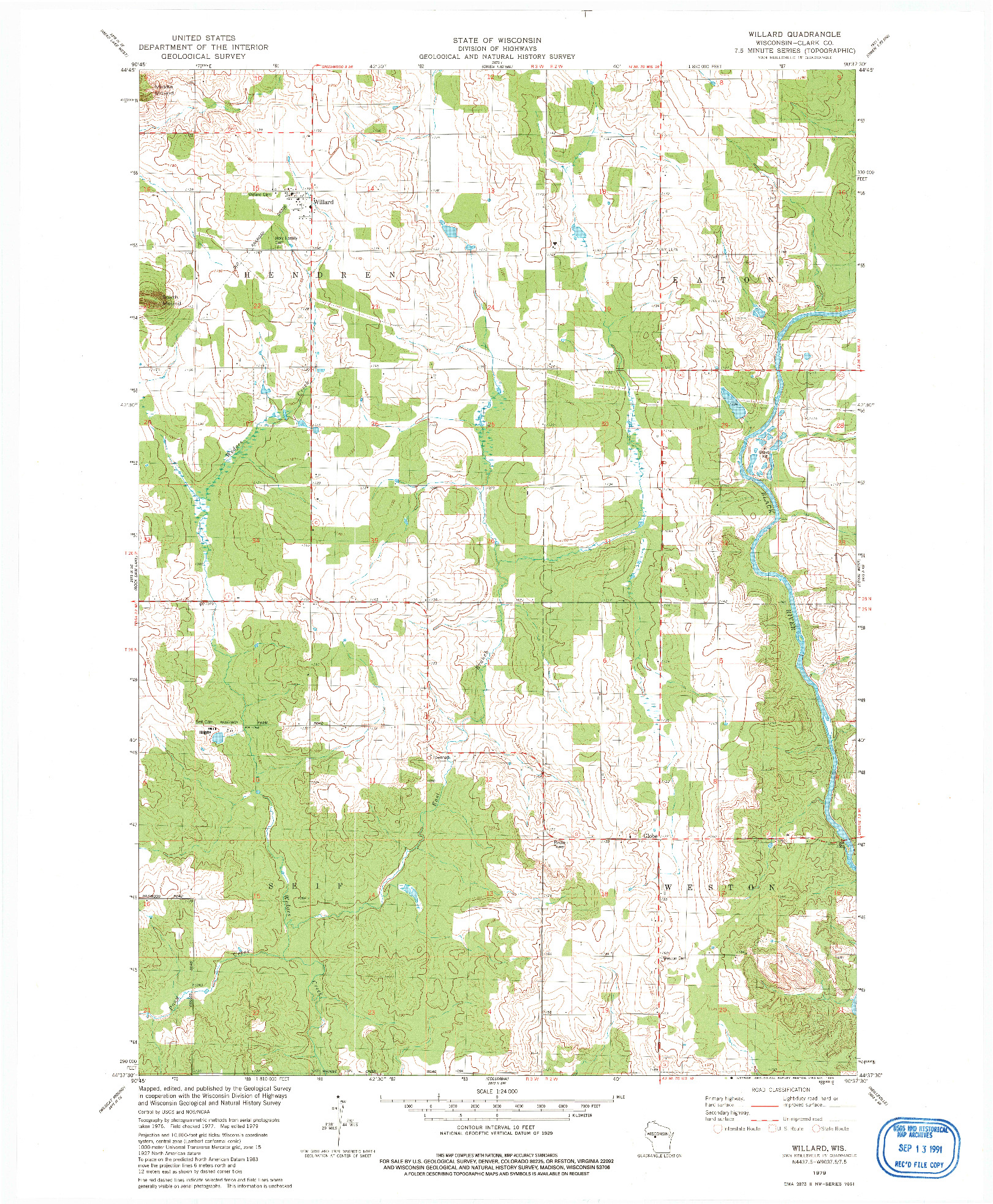 USGS 1:24000-SCALE QUADRANGLE FOR WILLARD, WI 1979