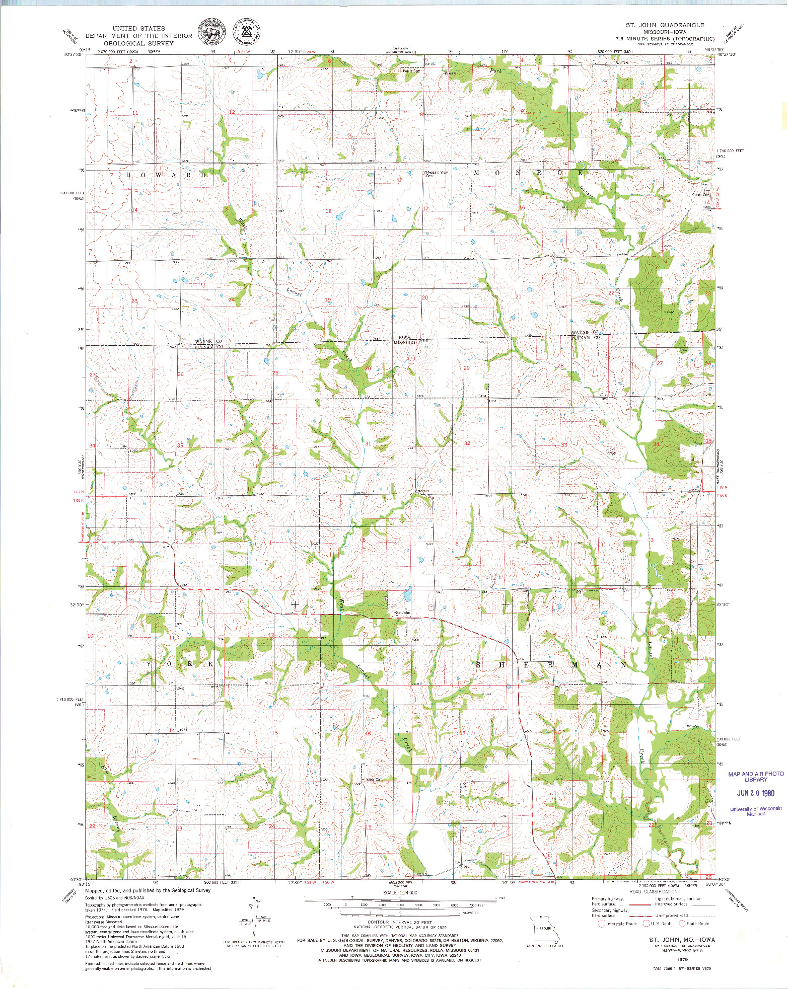 USGS 1:24000-SCALE QUADRANGLE FOR ST. JOHN, MO 1979