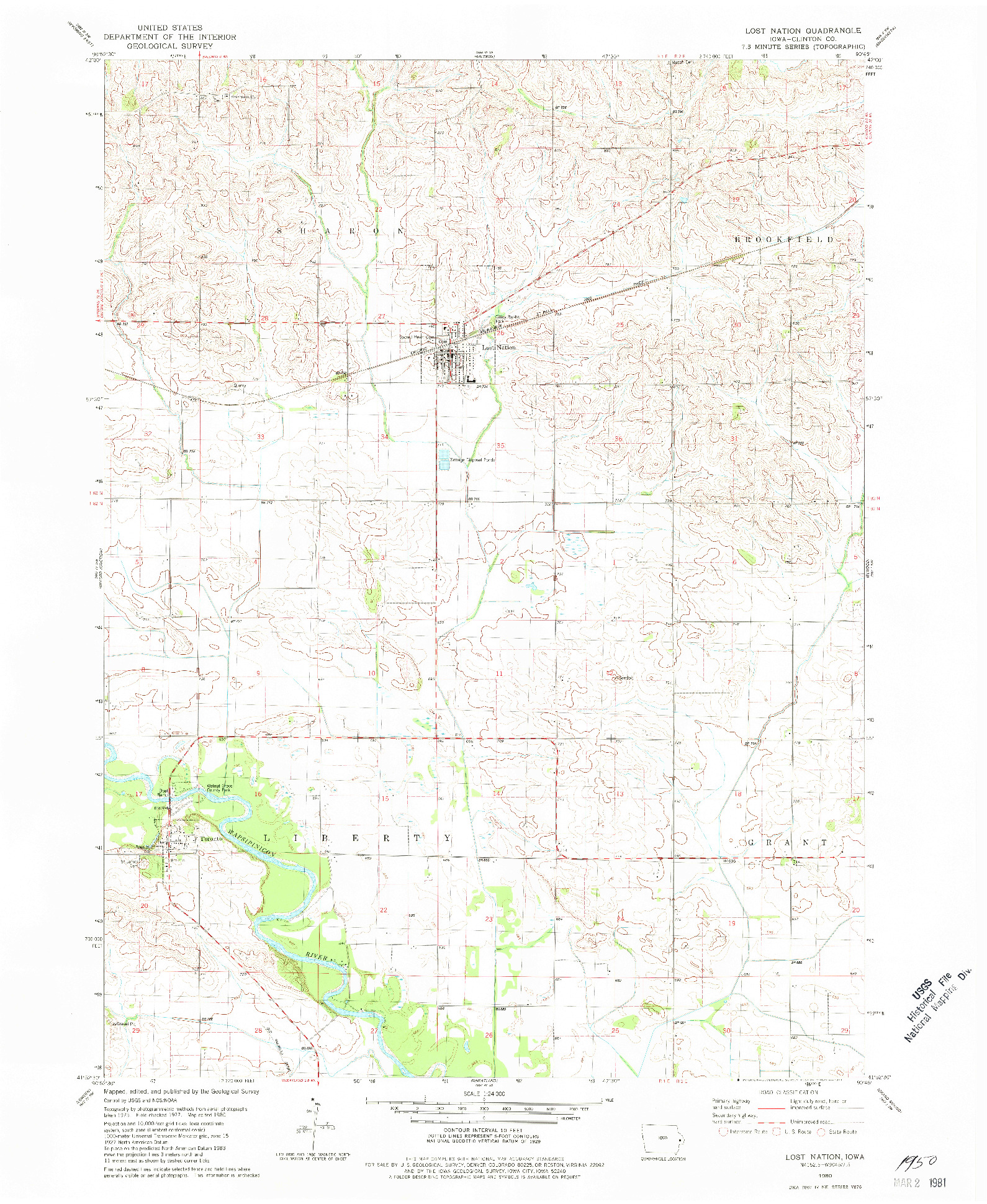 USGS 1:24000-SCALE QUADRANGLE FOR LOST NATION, IA 1980