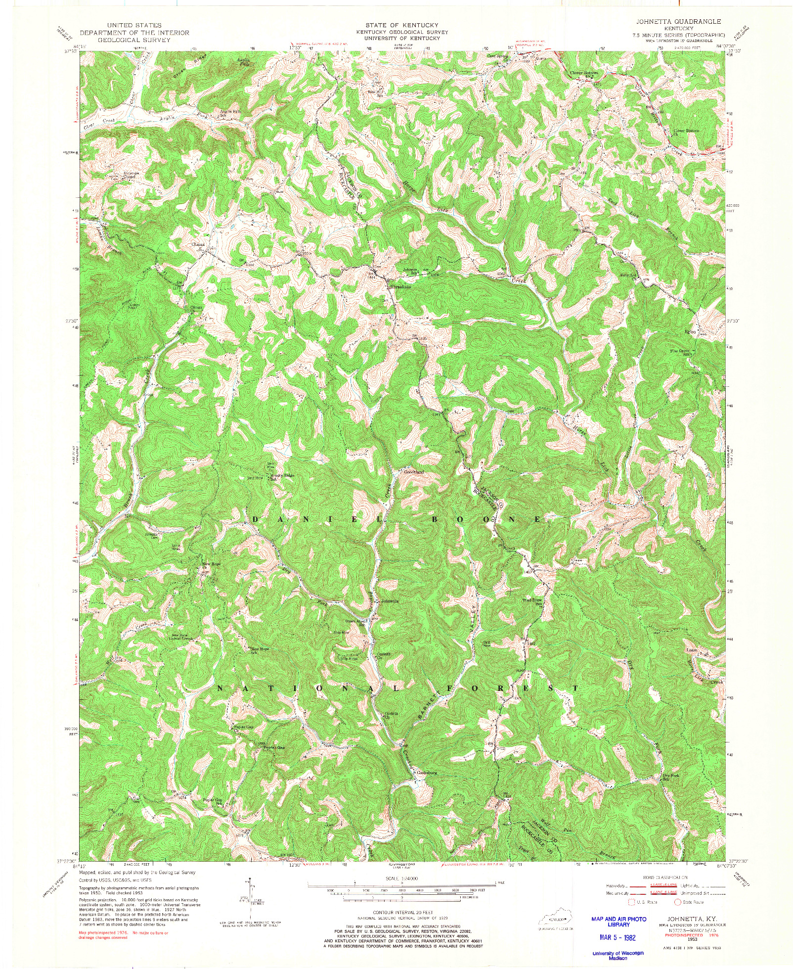 USGS 1:24000-SCALE QUADRANGLE FOR JOHNETTA, KY 1953