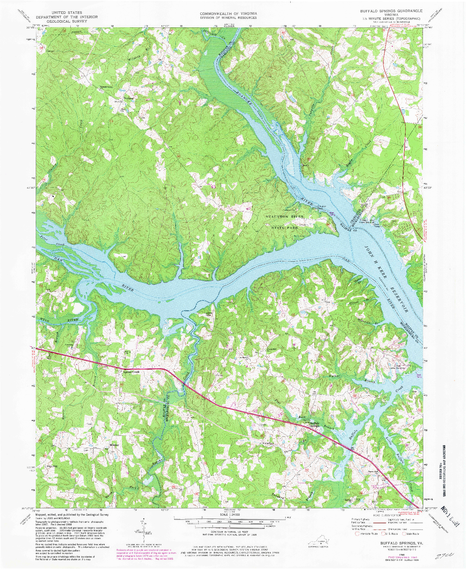 USGS 1:24000-SCALE QUADRANGLE FOR BUFFALO SPRINGS, VA 1968