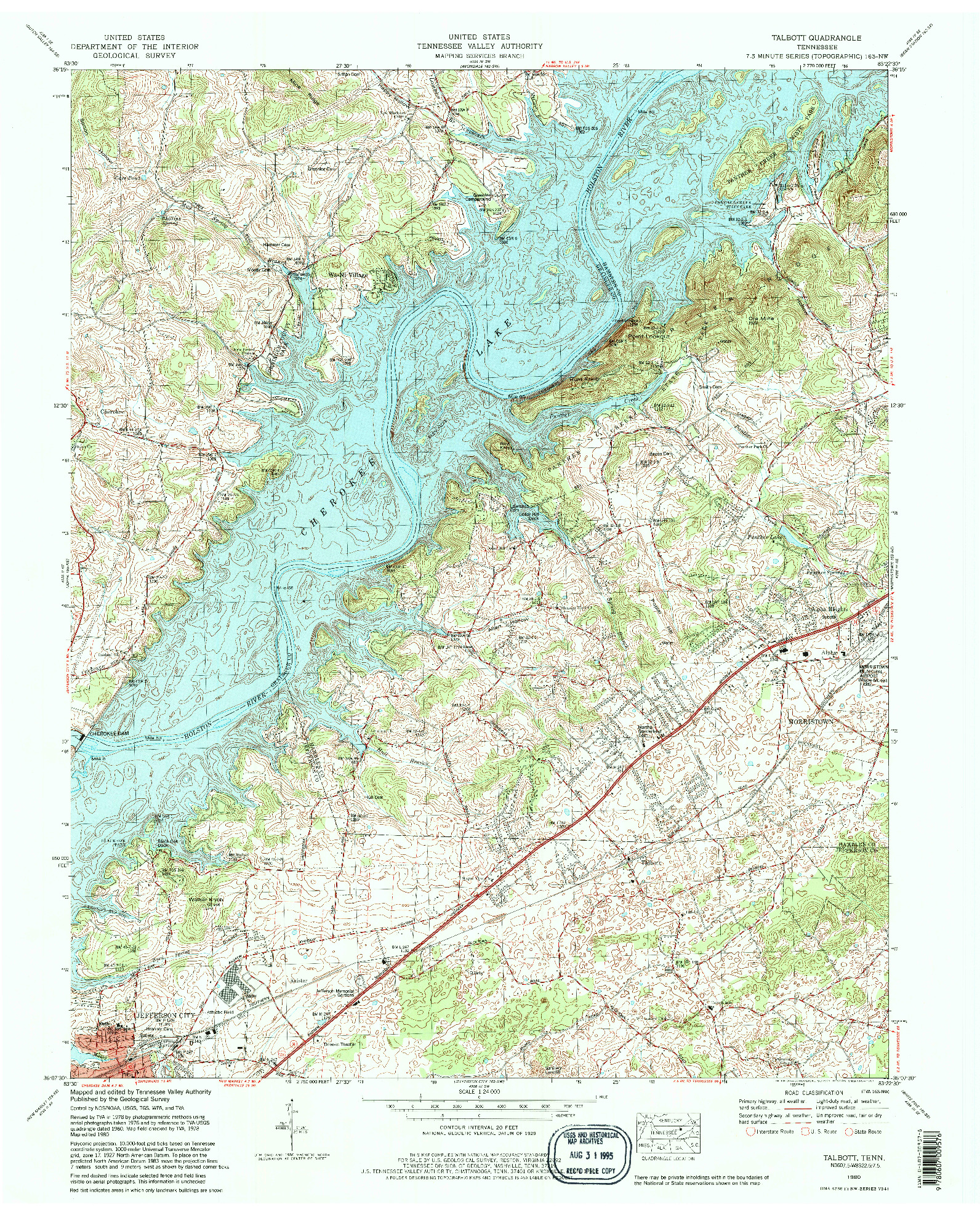 USGS 1:24000-SCALE QUADRANGLE FOR TALBOTT, TN 1980