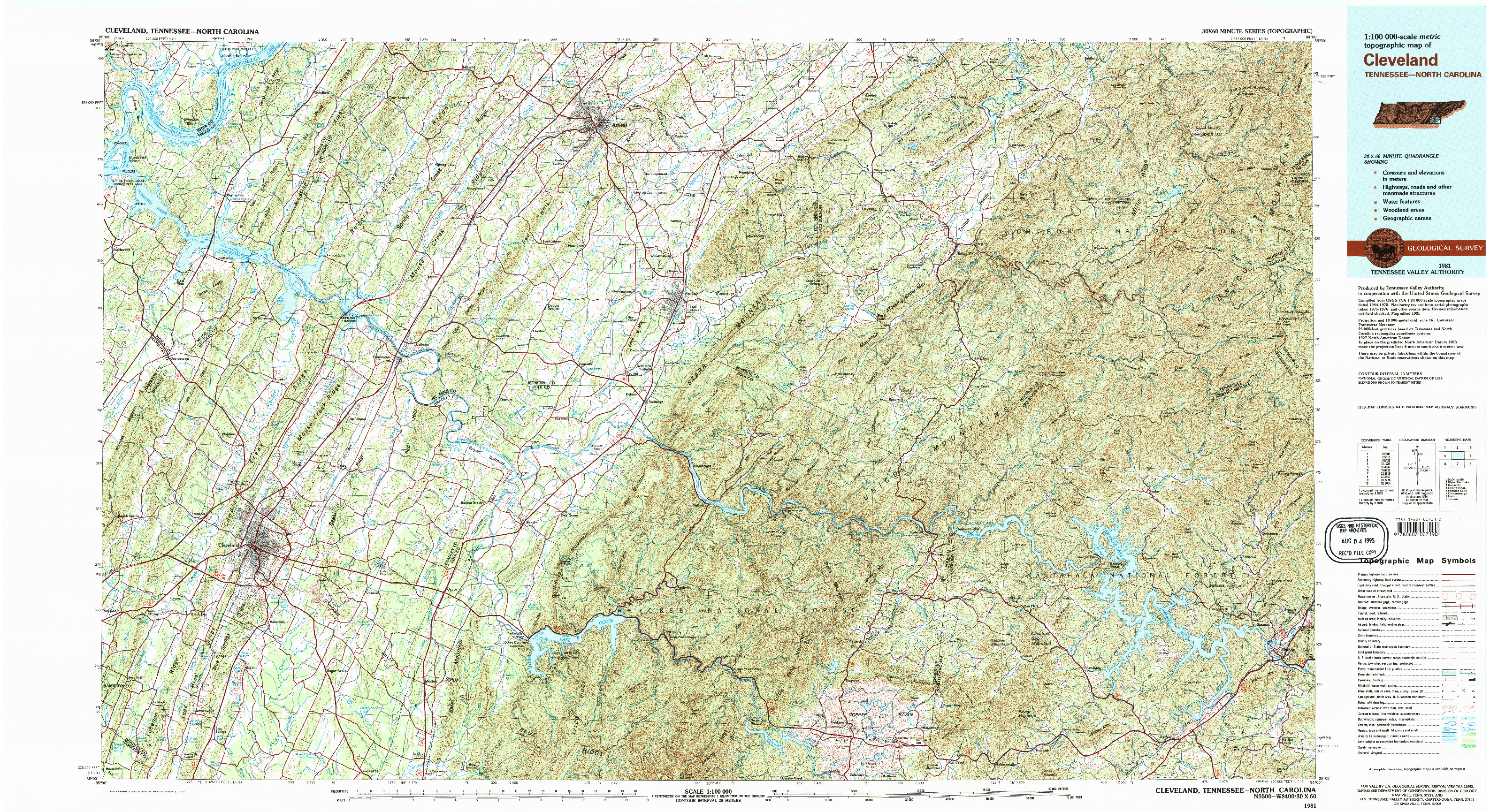 USGS 1:100000-SCALE QUADRANGLE FOR CLEVELAND, TN 1981