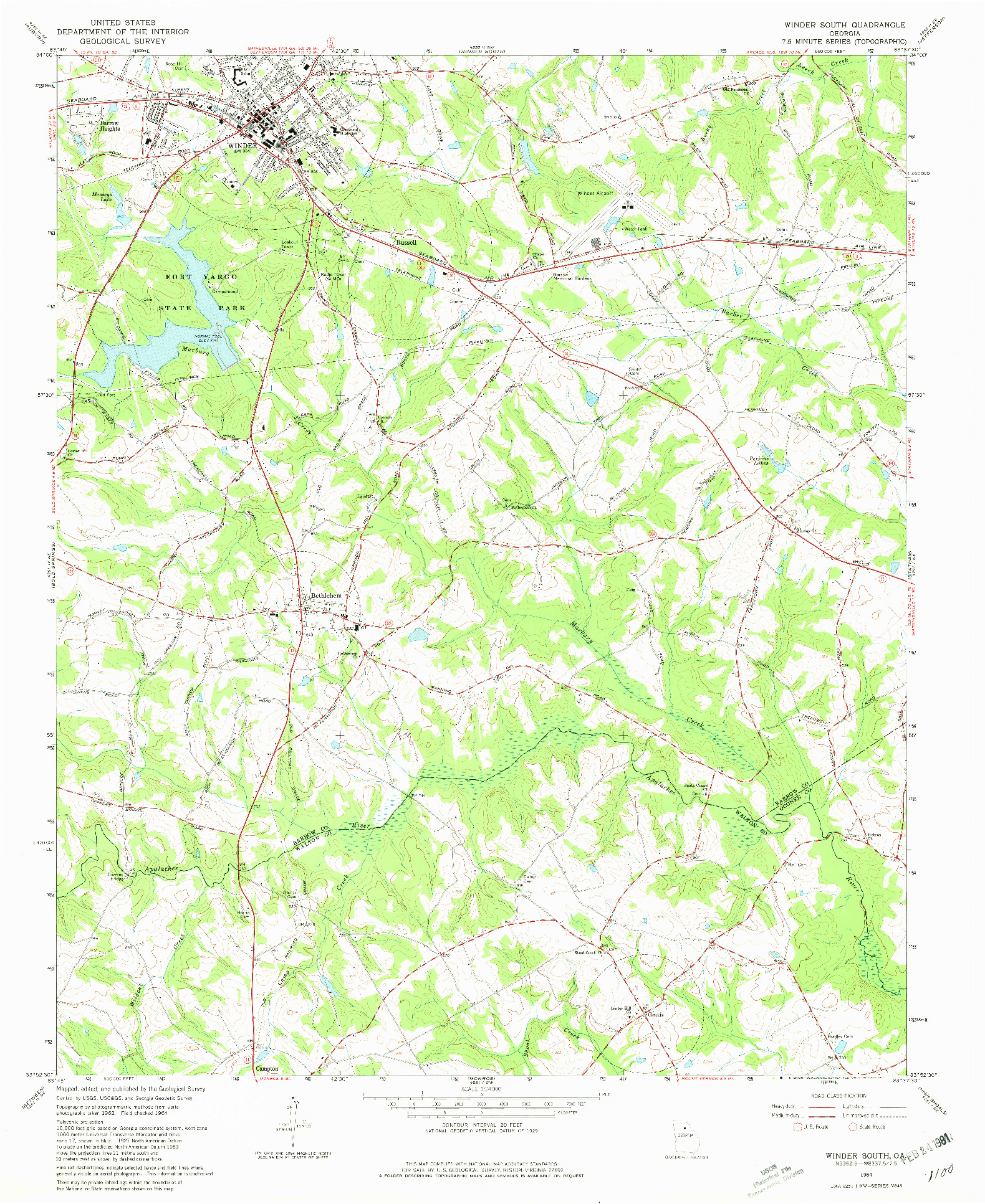 USGS 1:24000-SCALE QUADRANGLE FOR WINDER NORTH, GA 1964