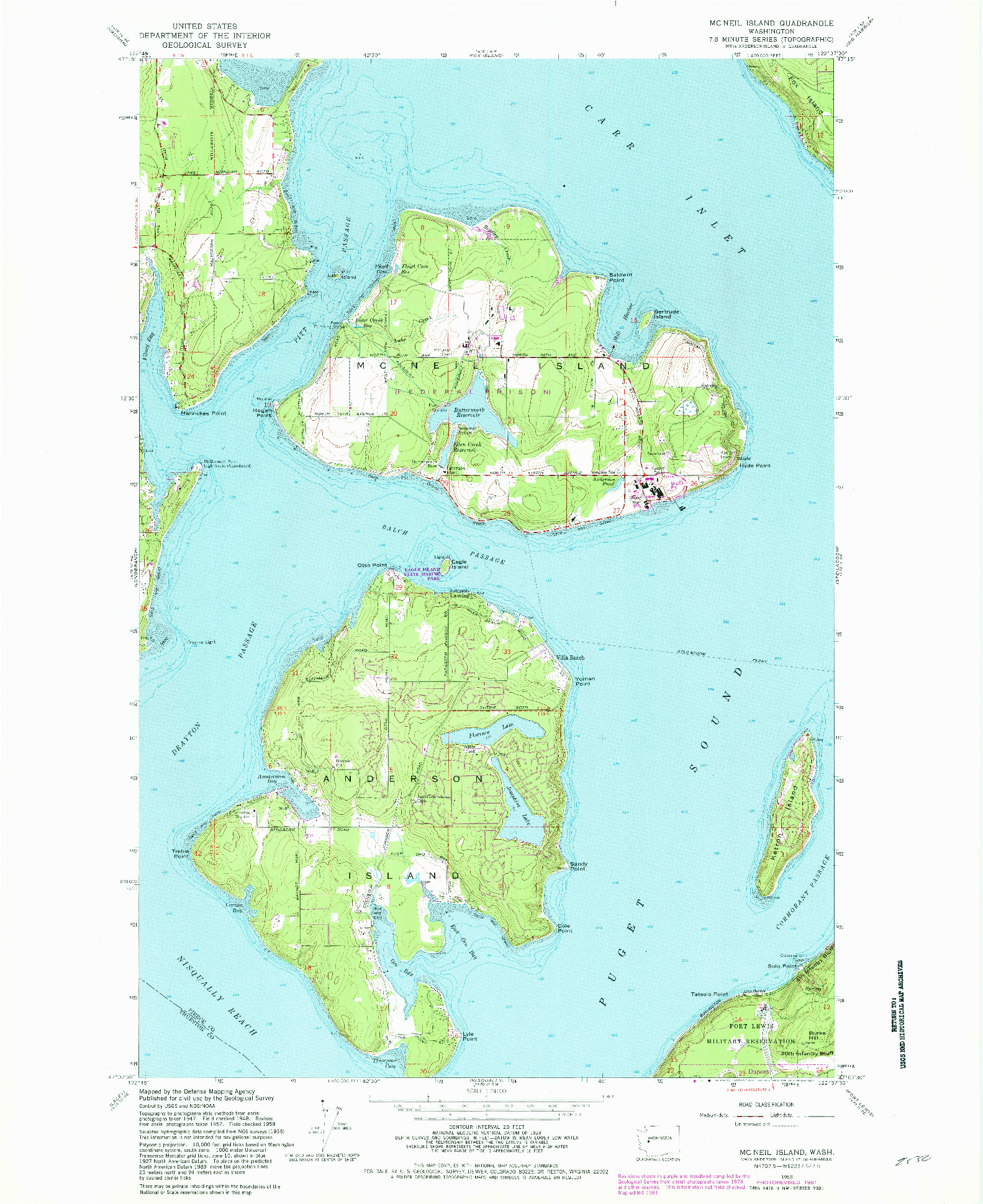 USGS 1:24000-SCALE QUADRANGLE FOR MC NEIL ISLAND, WA 1959