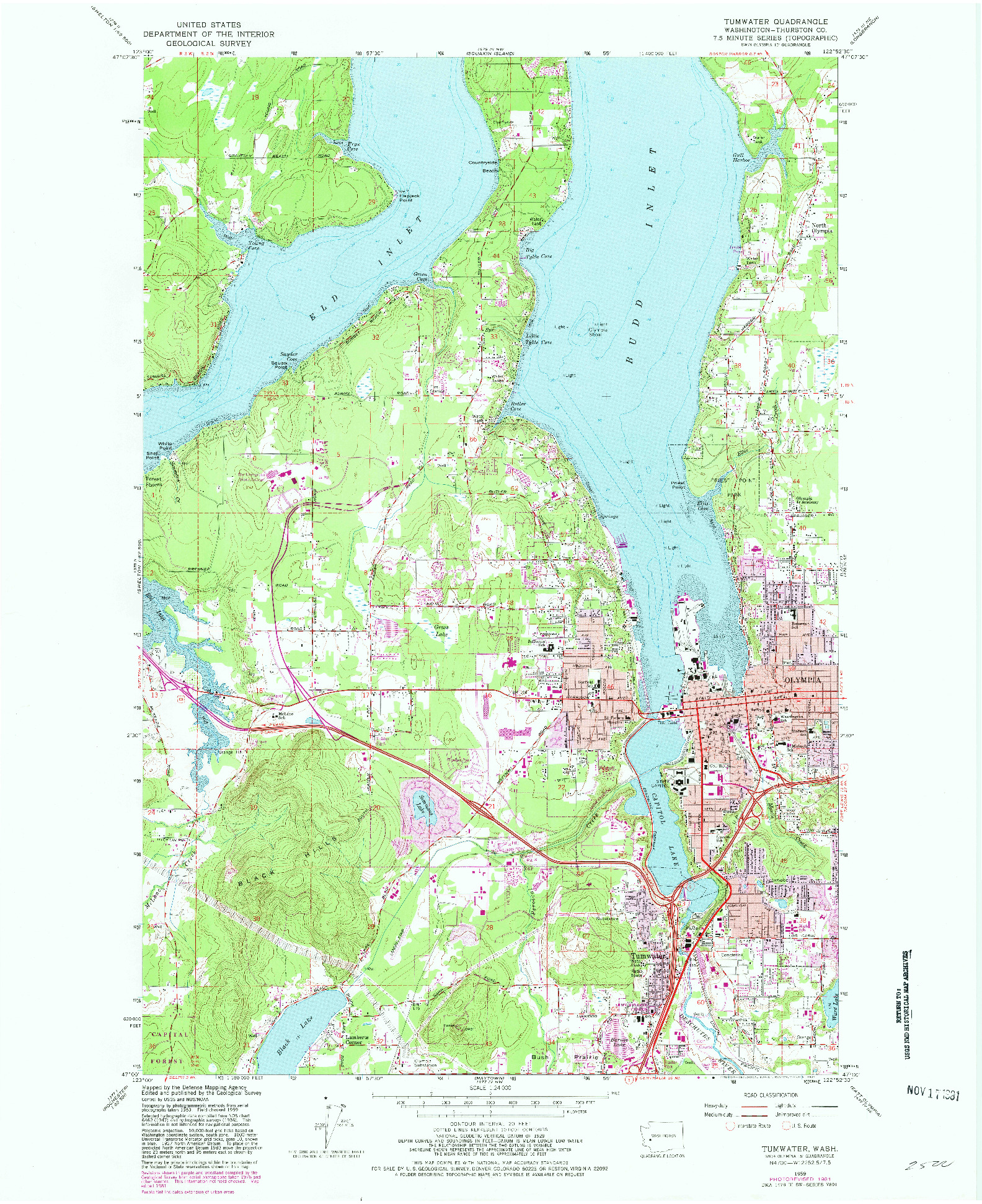 USGS 1:24000-SCALE QUADRANGLE FOR TUMWATER, WA 1959