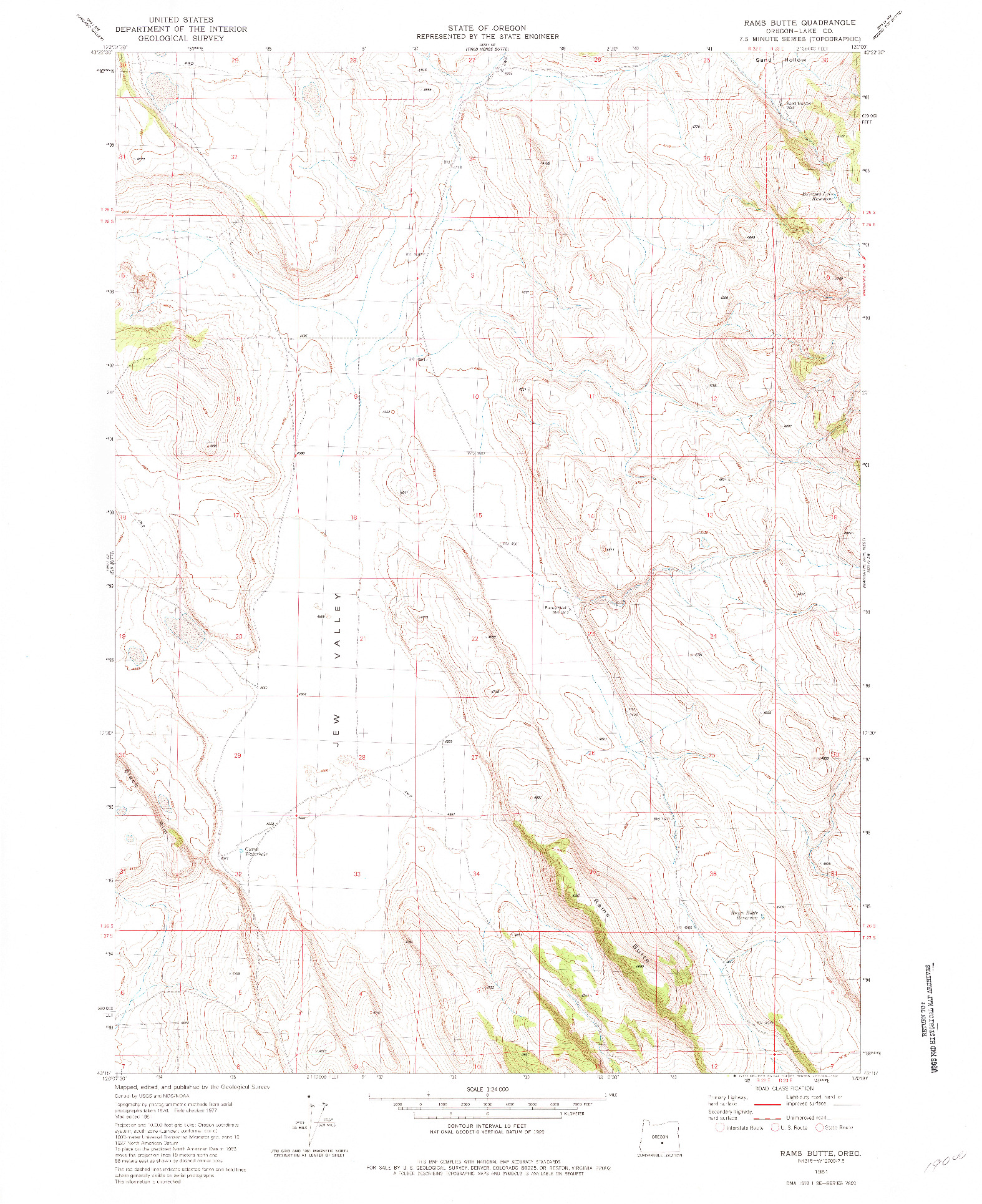 USGS 1:24000-SCALE QUADRANGLE FOR RAMS BUTTE, OR 1981