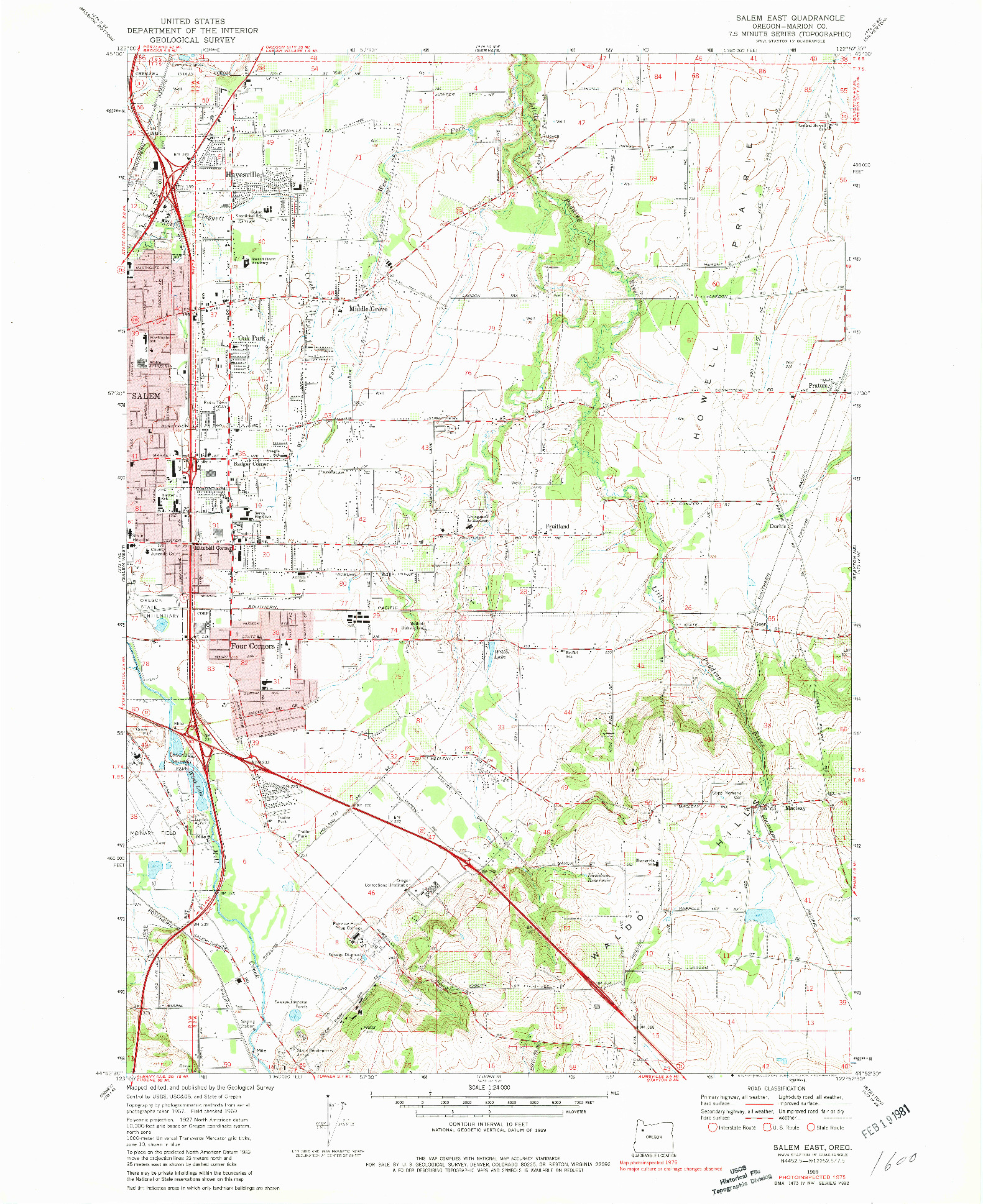 USGS 1:24000-SCALE QUADRANGLE FOR SALEM EAST, OR 1969