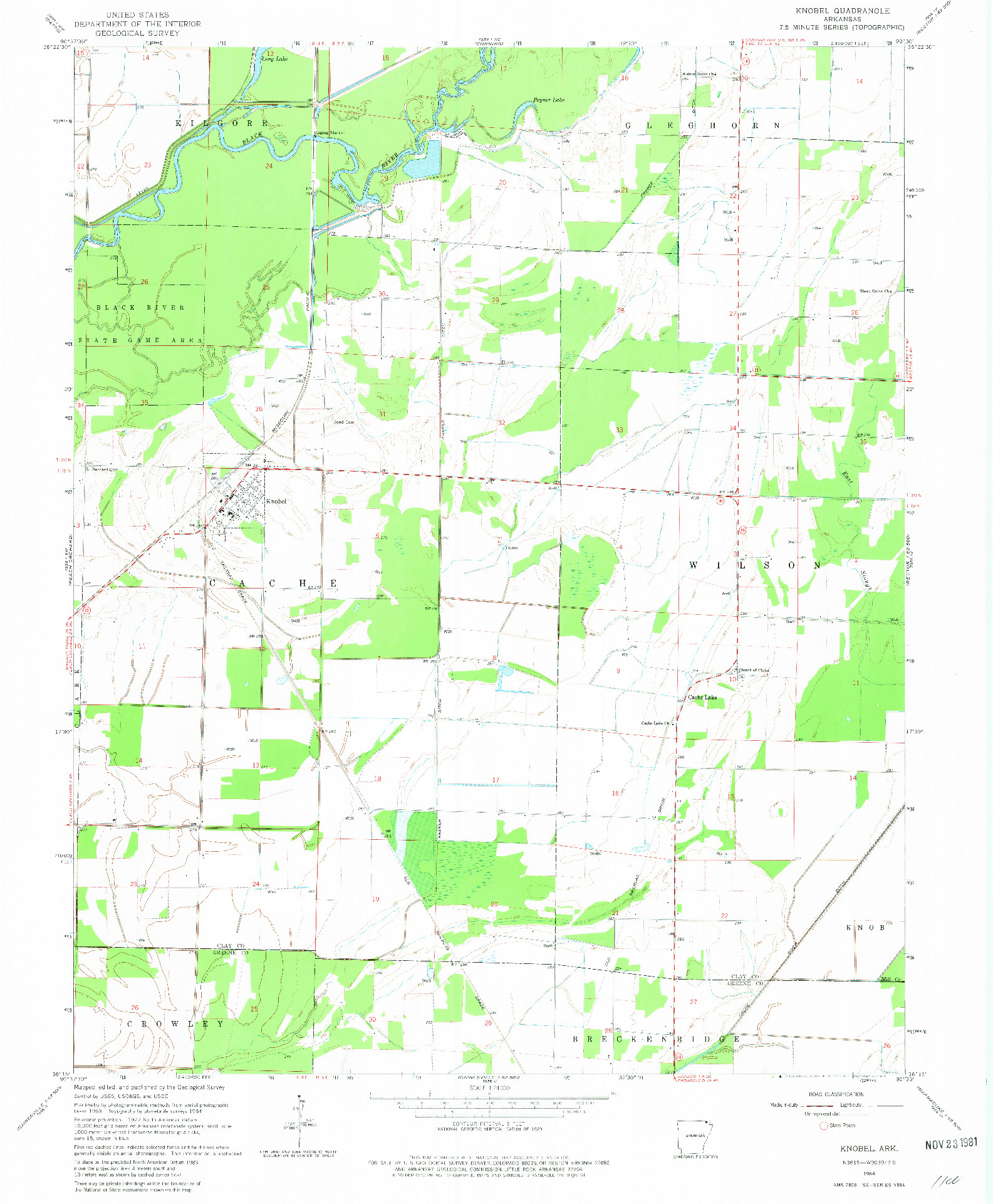 USGS 1:24000-SCALE QUADRANGLE FOR KNOBEL, AR 1964