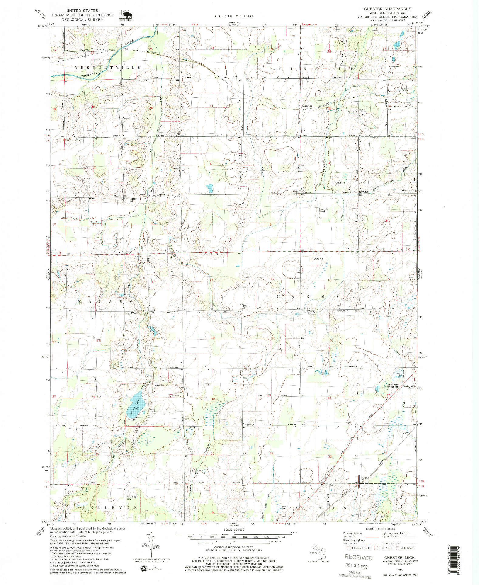 USGS 1:24000-SCALE QUADRANGLE FOR CHESTER, MI 1980