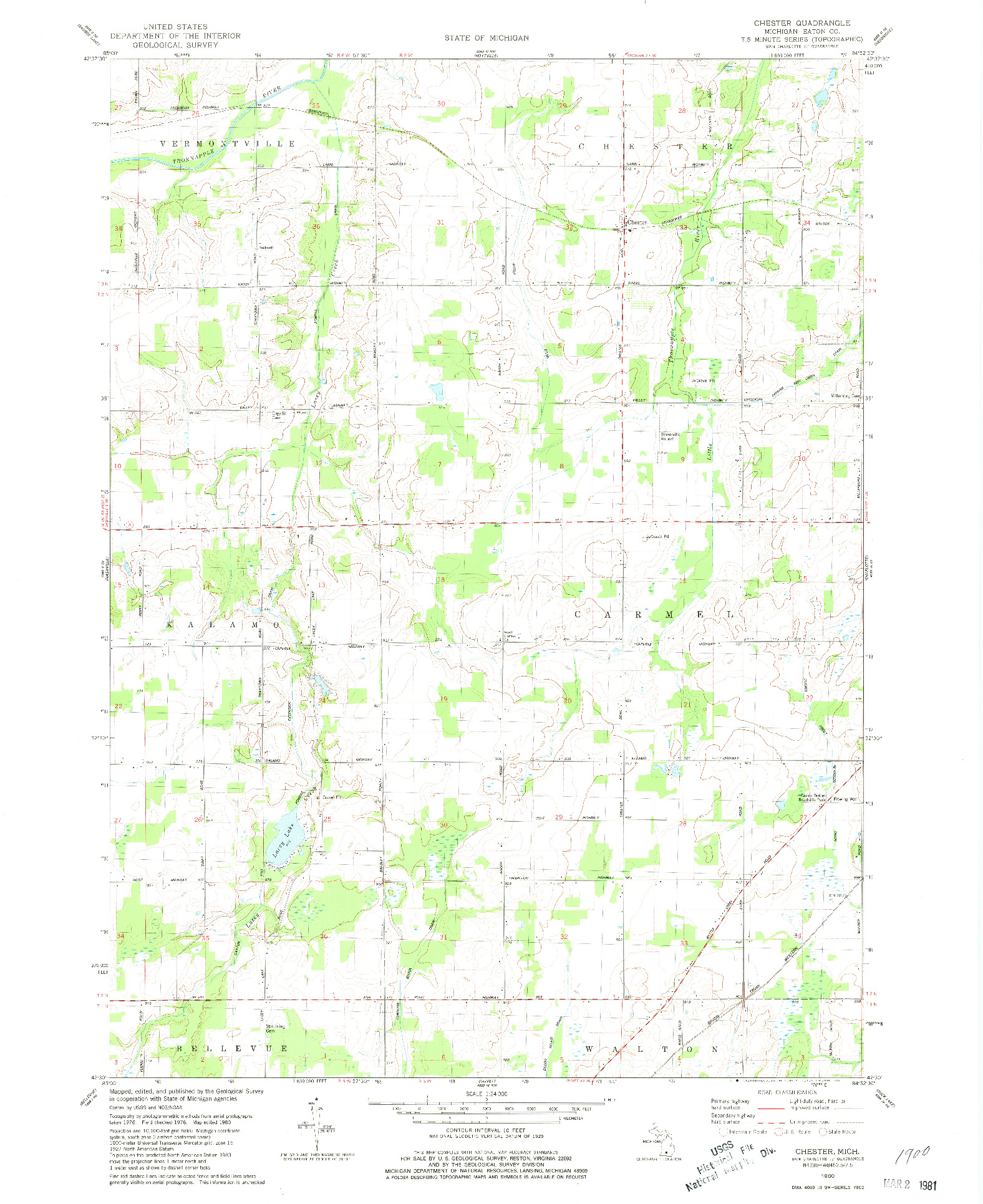 USGS 1:24000-SCALE QUADRANGLE FOR CHESTER, MI 1980