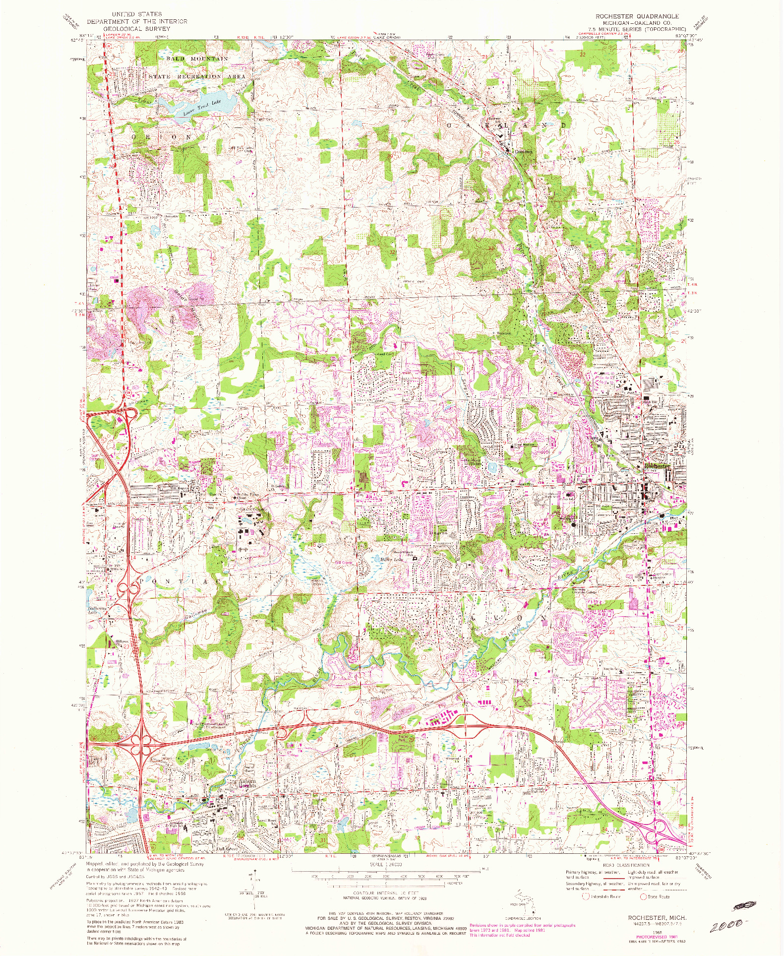 USGS 1:24000-SCALE QUADRANGLE FOR ROCHESTER, MI 1968