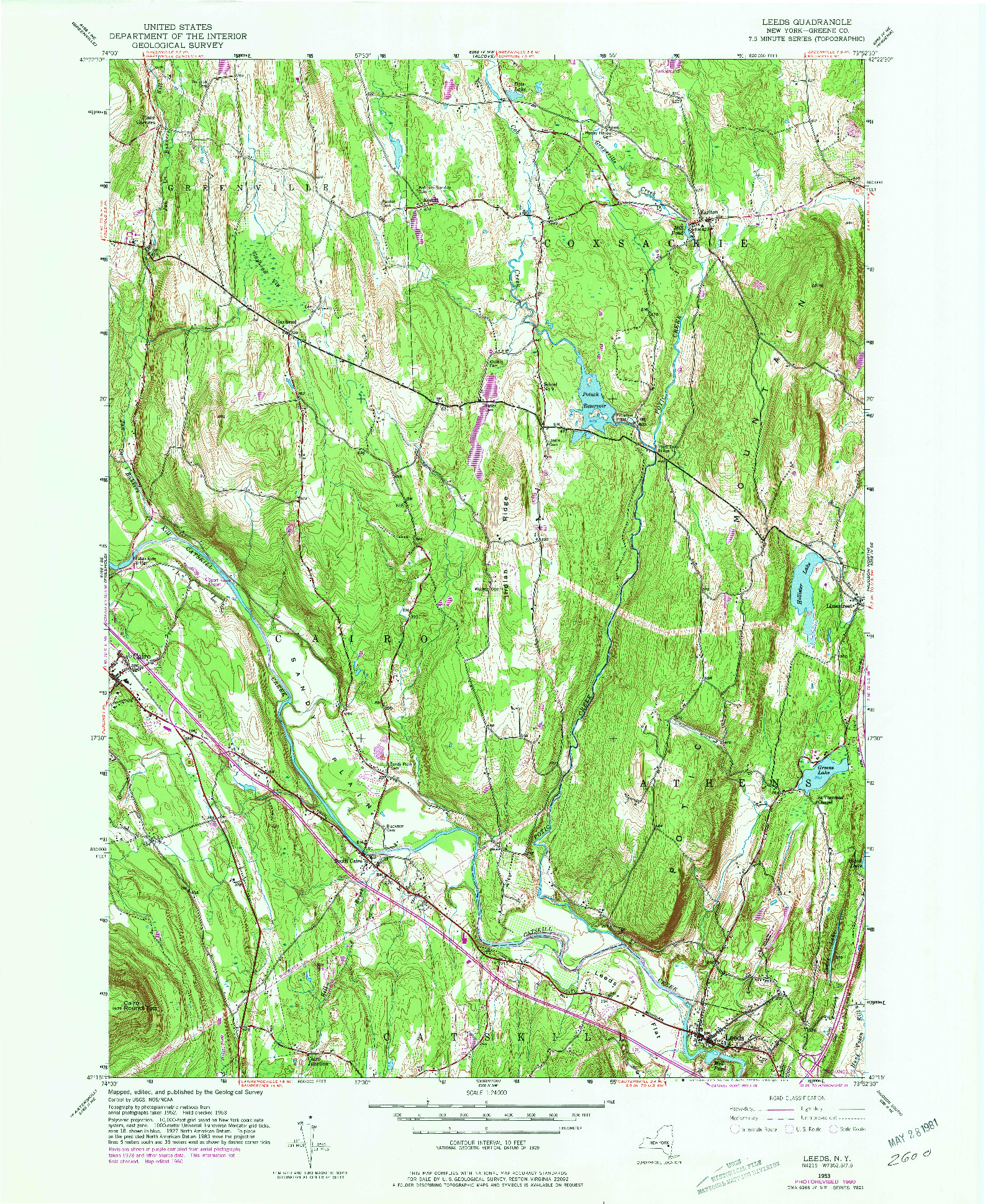 USGS 1:24000-SCALE QUADRANGLE FOR LEEDS, NY 1953