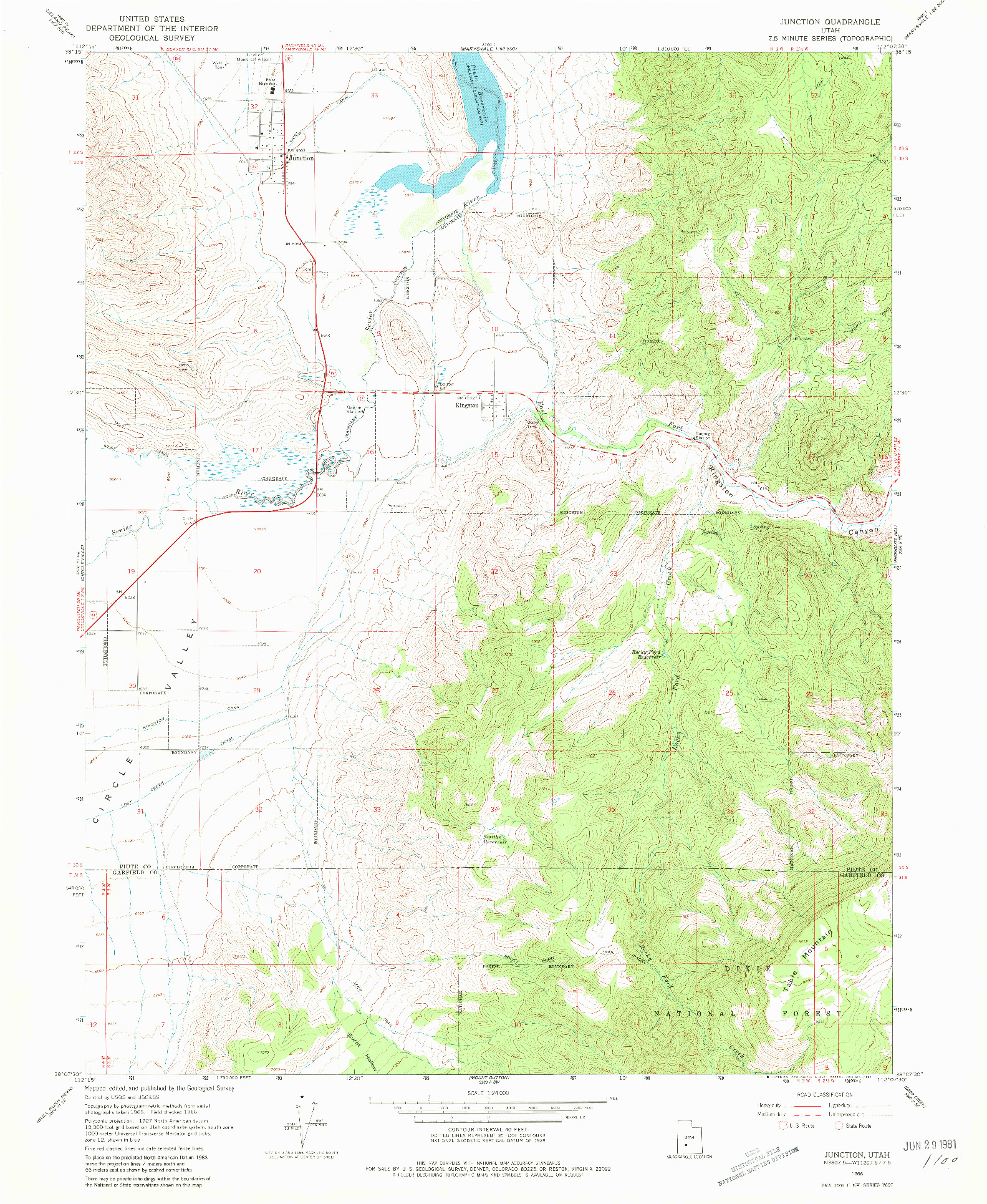 USGS 1:24000-SCALE QUADRANGLE FOR JUNCTION, UT 1966