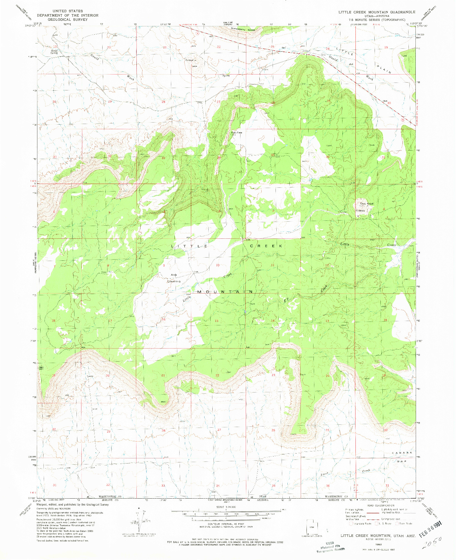 USGS 1:24000-SCALE QUADRANGLE FOR LITTLE CREEK MOUNTAIN, UT 1980