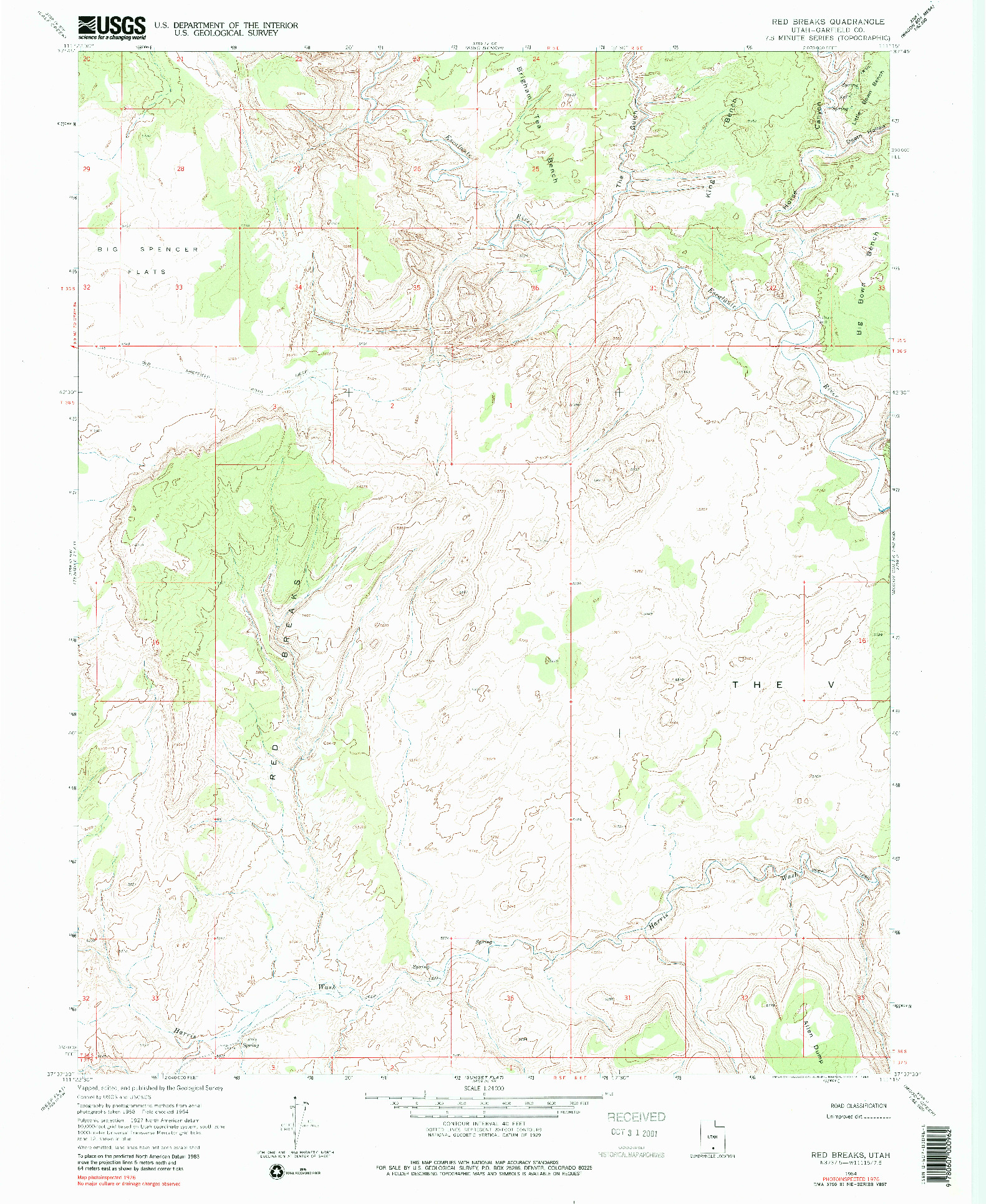 USGS 1:24000-SCALE QUADRANGLE FOR RED BREAKS, UT 1964