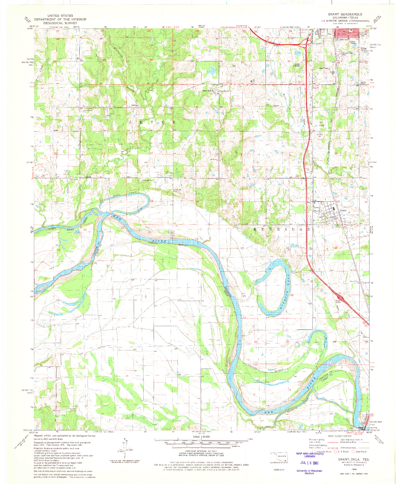 USGS 1:24000-SCALE QUADRANGLE FOR GRANT, OK 1980