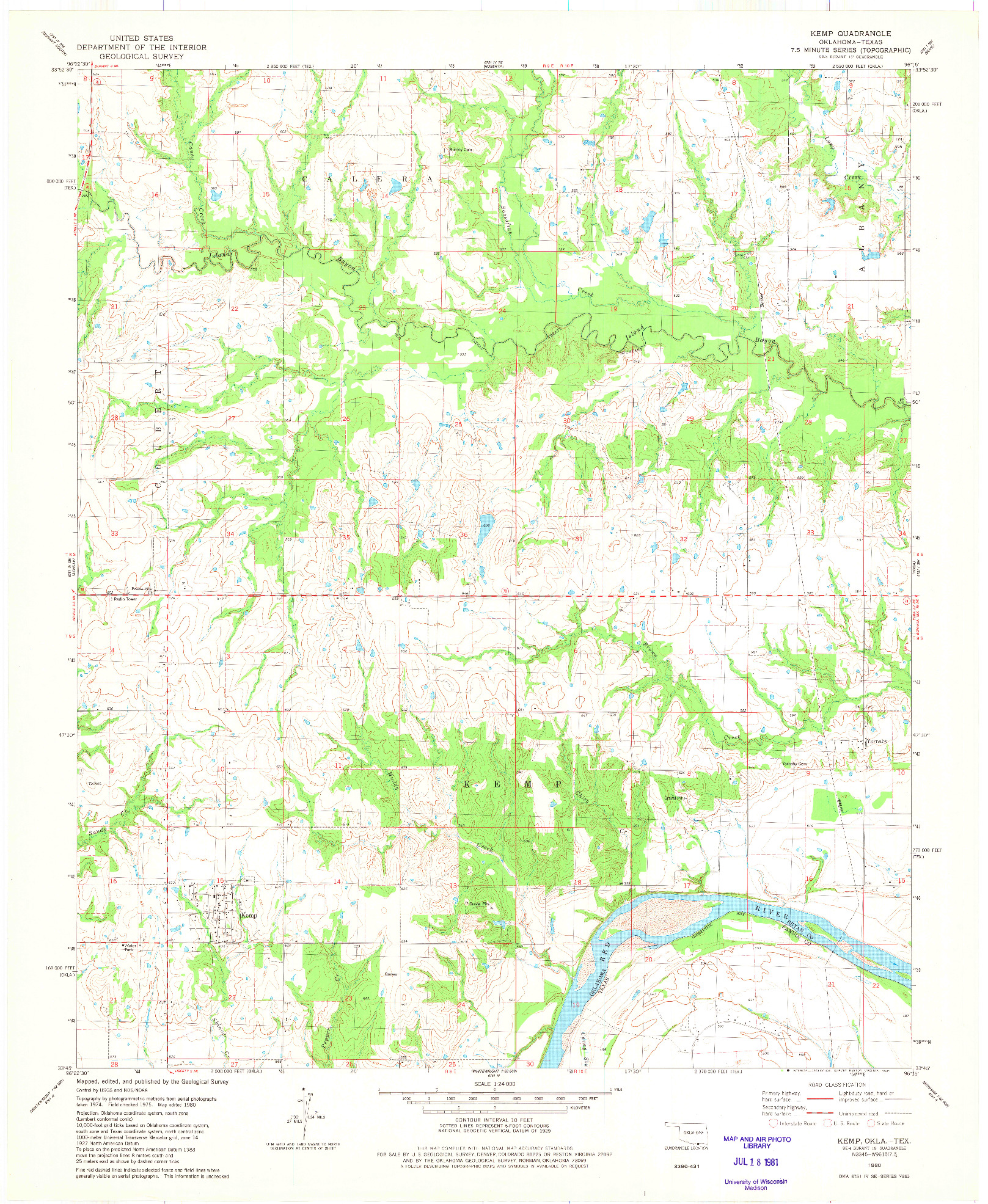 USGS 1:24000-SCALE QUADRANGLE FOR KEMP, OK 1980