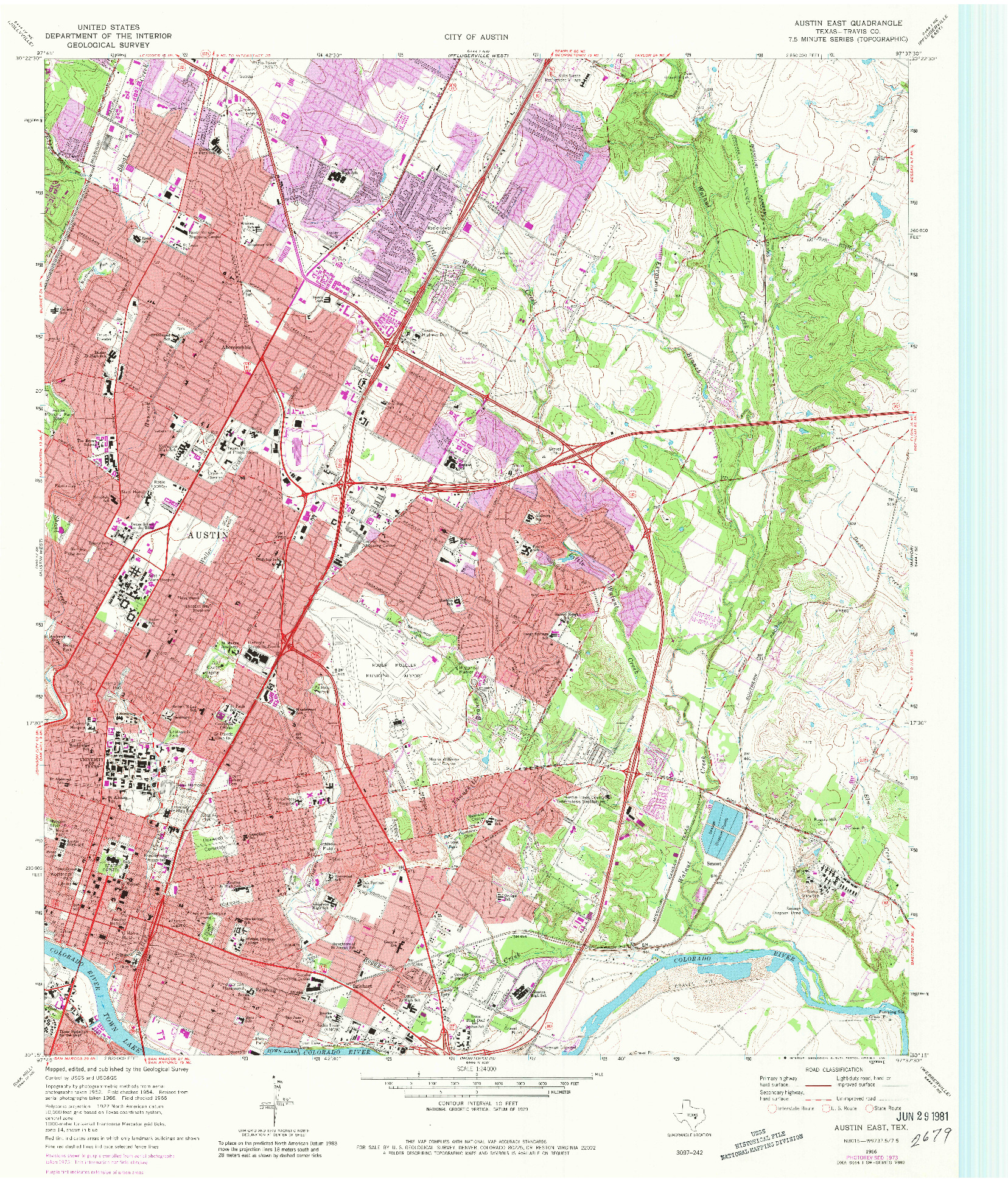 USGS 1:24000-SCALE QUADRANGLE FOR AUSTIN EAST, TX 1966