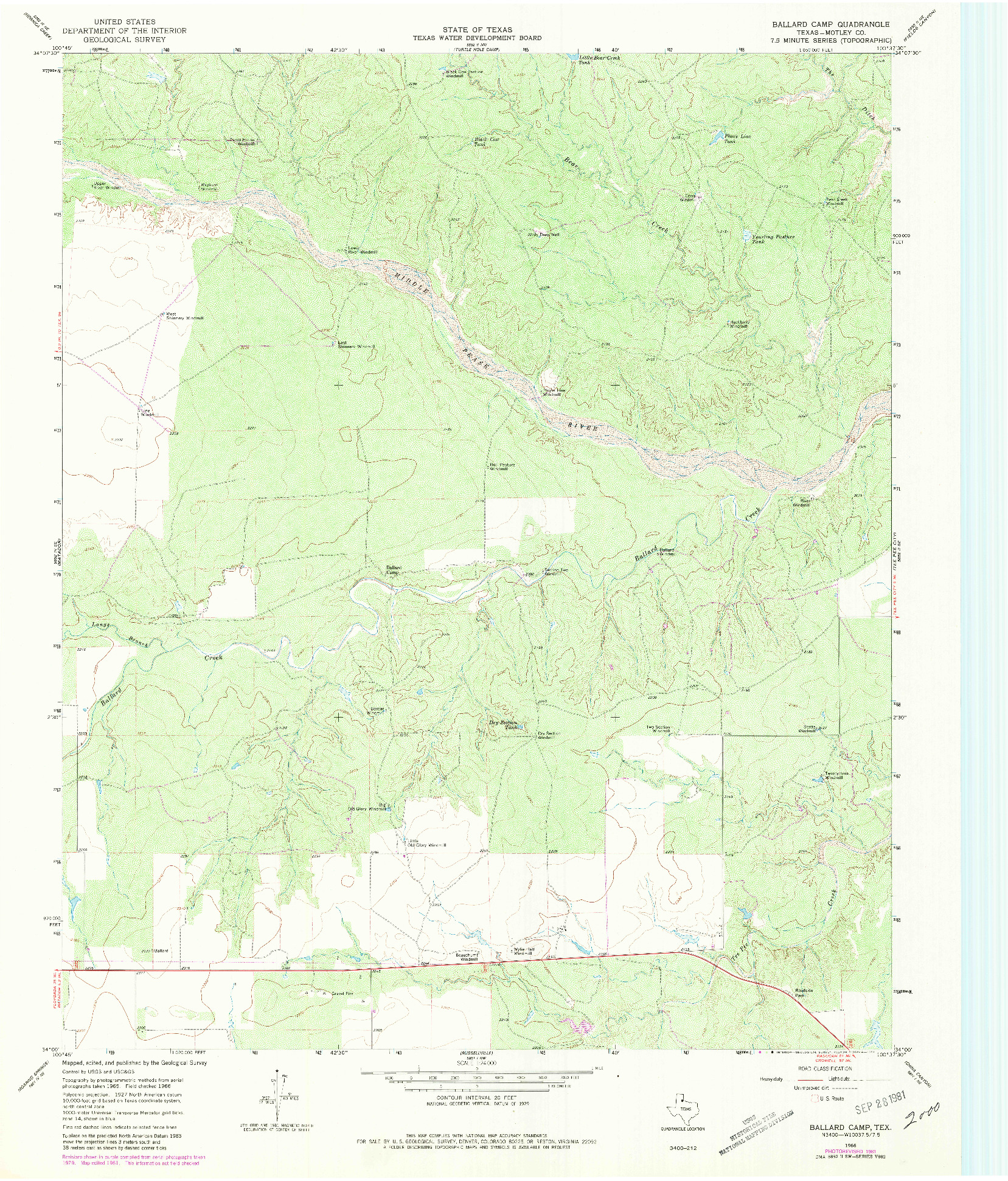 USGS 1:24000-SCALE QUADRANGLE FOR BALLARD CAMP, TX 1966