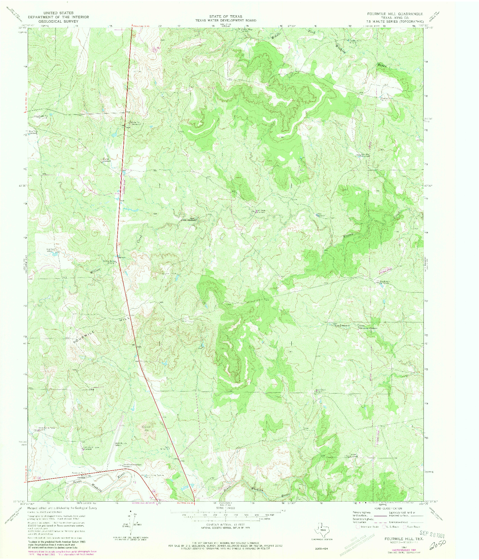 USGS 1:24000-SCALE QUADRANGLE FOR FOURMILE HILL, TX 1967