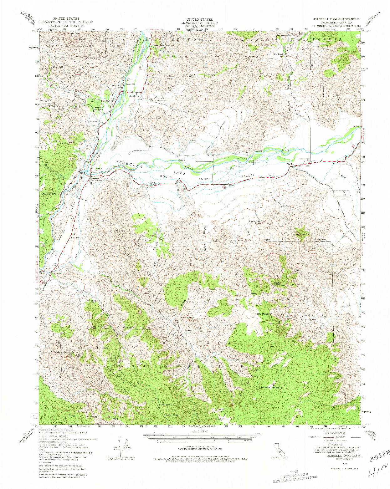 USGS 1:62500-SCALE QUADRANGLE FOR ISABELLA DAM, CA 1943