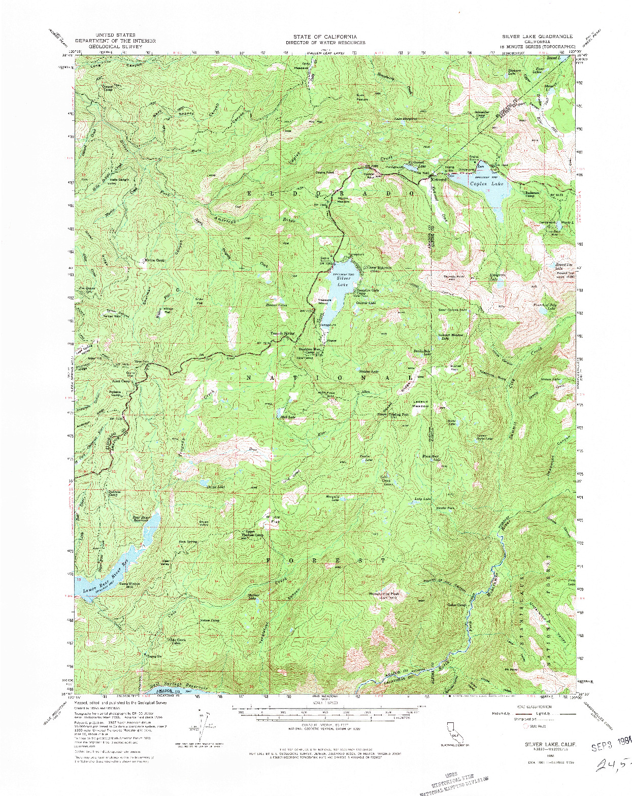 USGS 1:62500-SCALE QUADRANGLE FOR SILVER LAKE, CA 1956