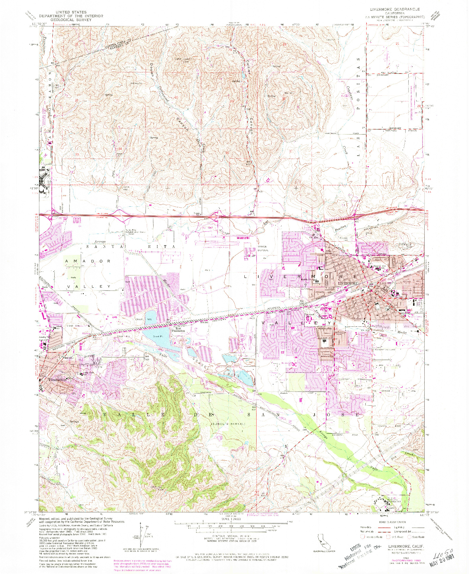 USGS 1:24000-SCALE QUADRANGLE FOR LIVERMORE, CA 1961