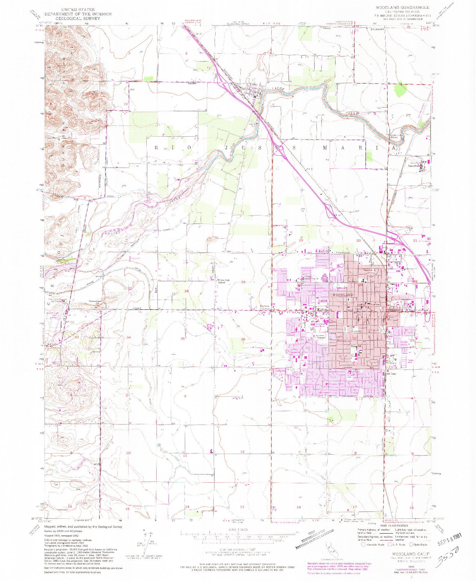 USGS 1:24000-SCALE QUADRANGLE FOR WOODLAND, CA 1952