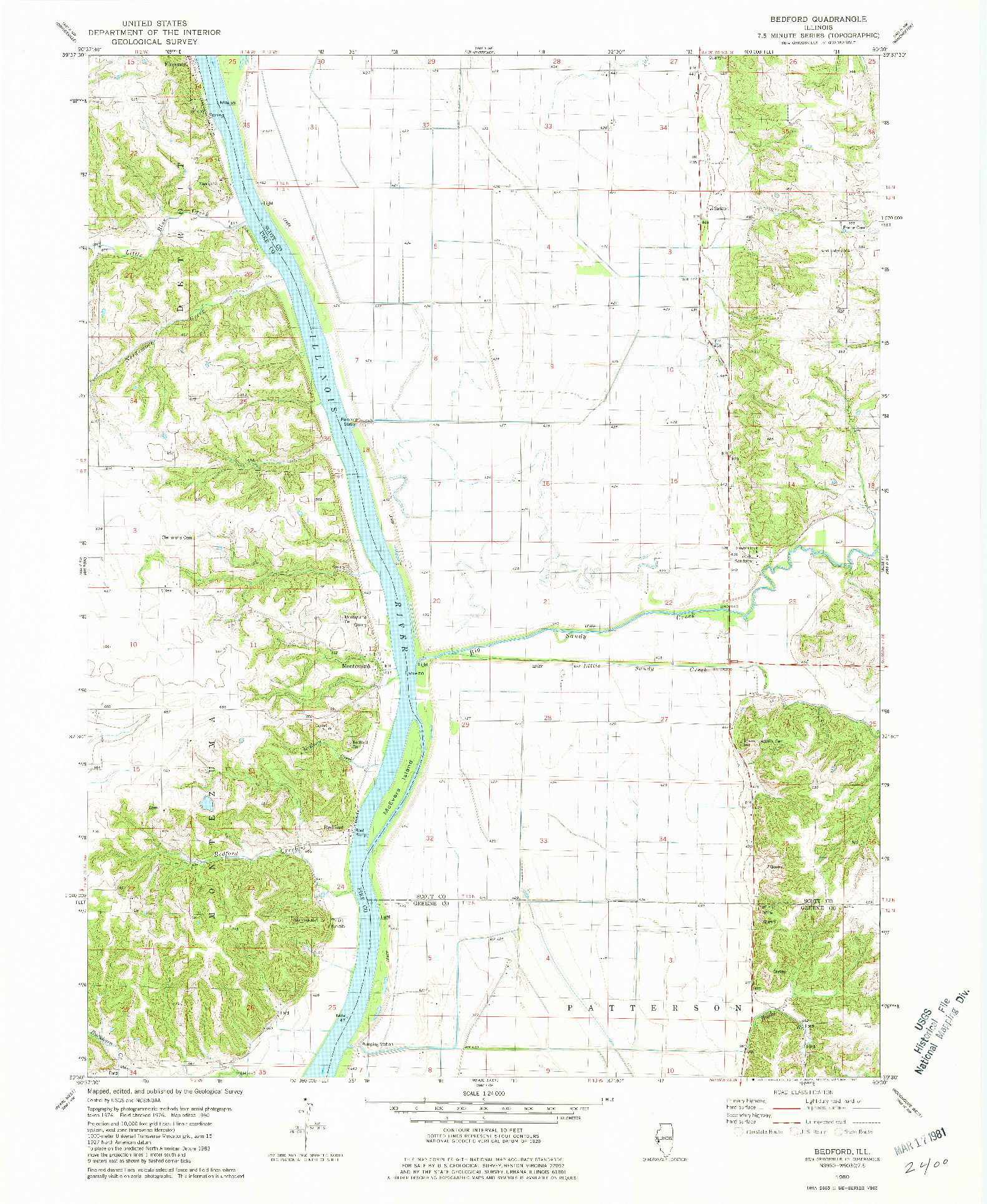 USGS 1:24000-SCALE QUADRANGLE FOR BEDFORD, IL 1980
