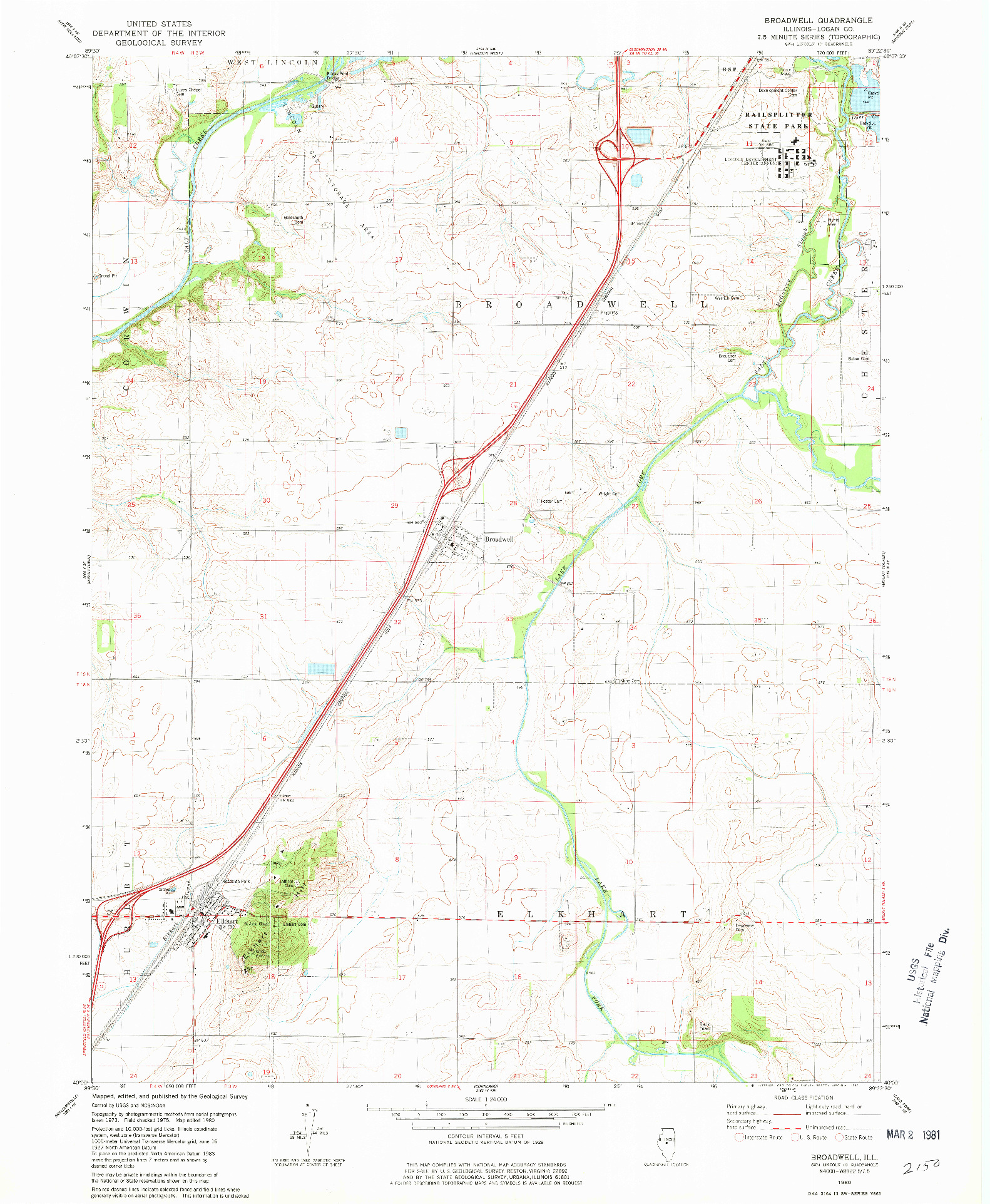 USGS 1:24000-SCALE QUADRANGLE FOR BROADWELL, IL 1980