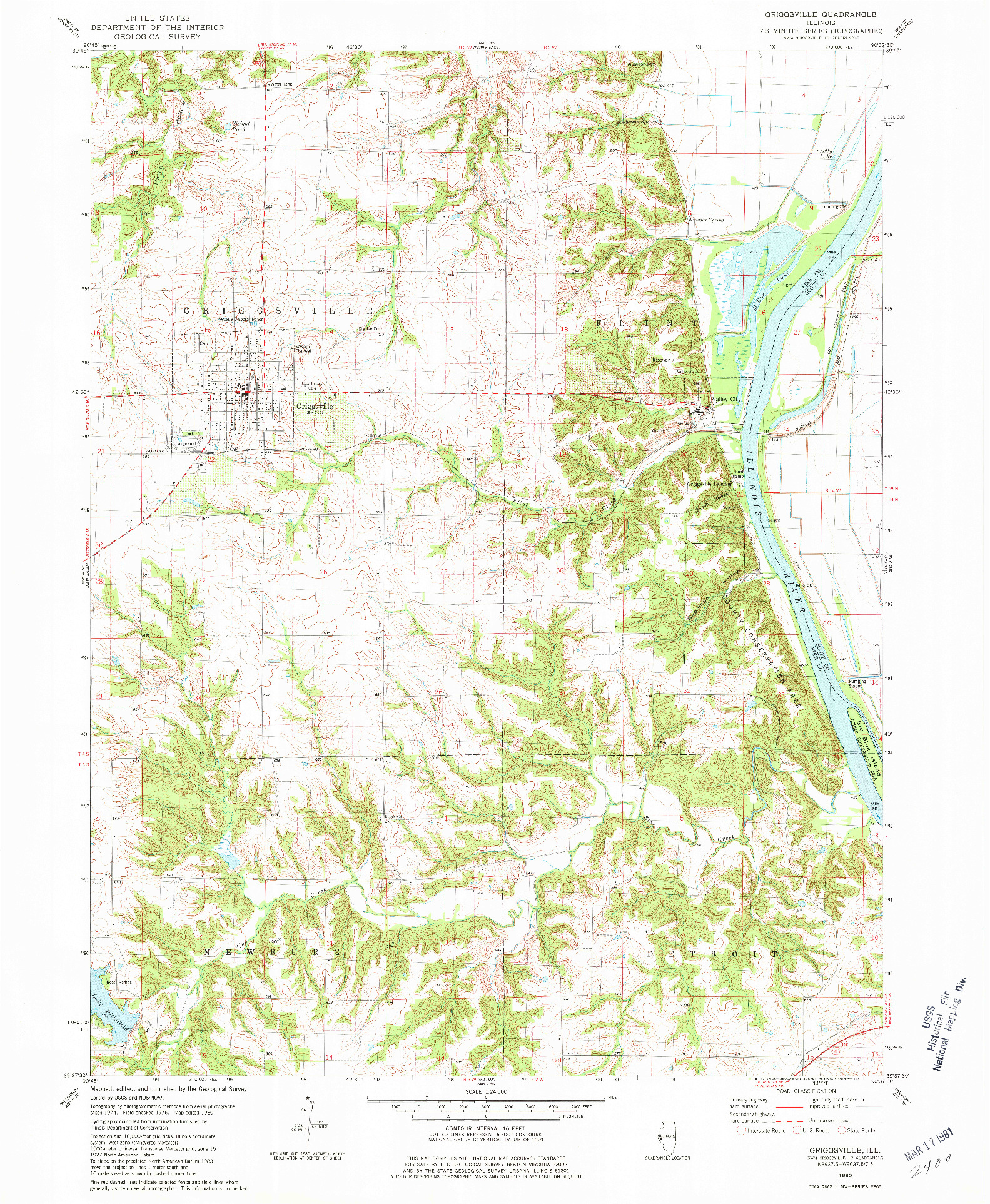 USGS 1:24000-SCALE QUADRANGLE FOR GRIGGSVILLE, IL 1980