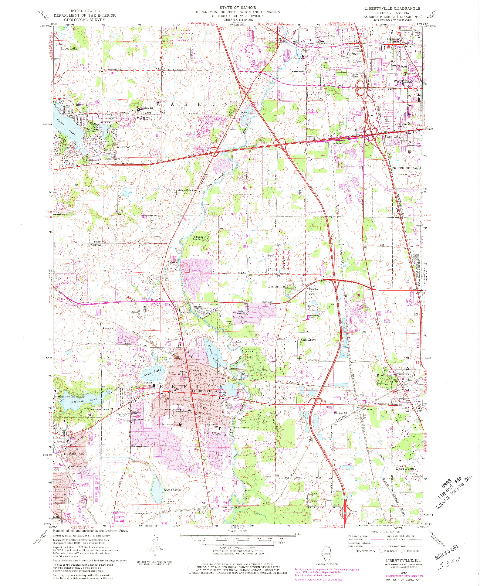 USGS 1:24000-SCALE QUADRANGLE FOR LIBERTYVILLE, IL 1960